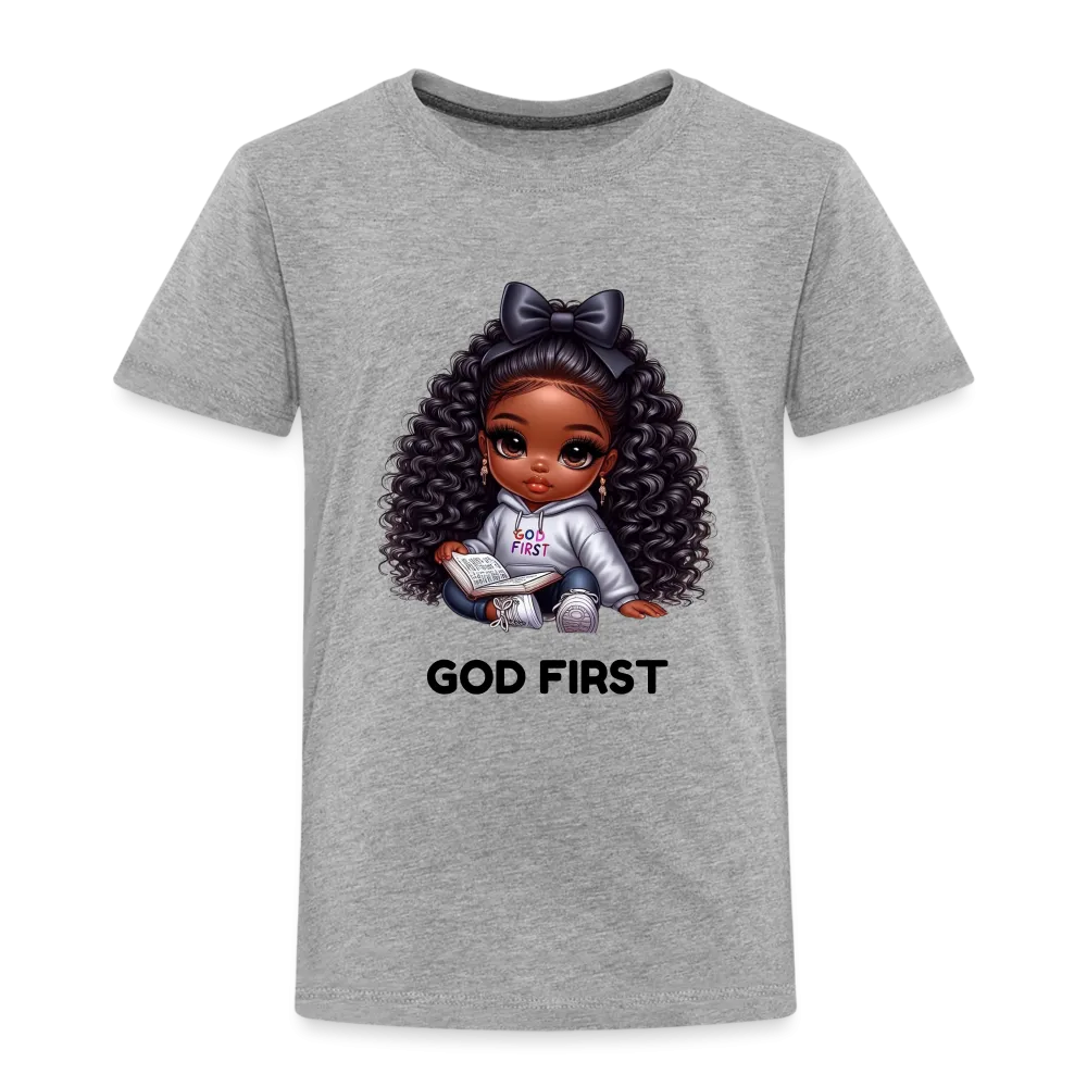 NicholesGifts African American Toddler Girls God First Short Sleeve T-Shirt