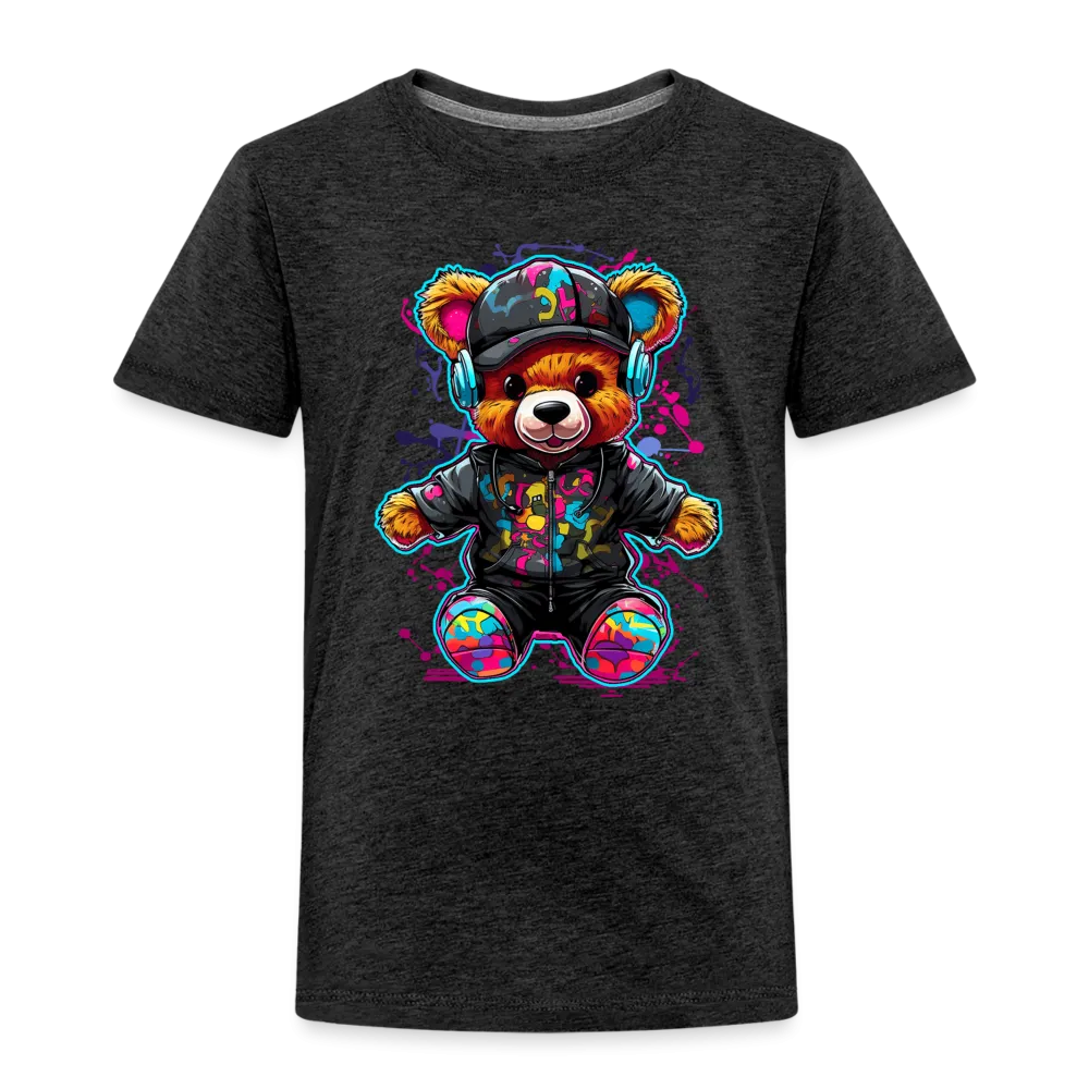 NicholesGifts Toddler Boys Colorful Bear with Headphones Short Sleeve Crewneck T-Shirt