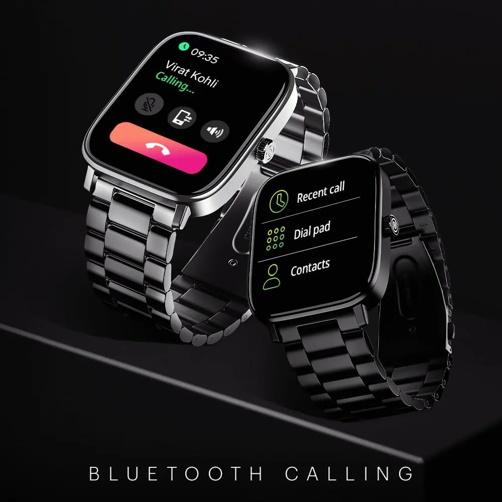 Noise Quad Call 1.81" Display, Bluetooth Calling Smart Watch, AI Voice Assistance, 160 Hrs Battery Life, Metallic Build, in-Built Games, 100 Sports Modes, 100  Watch Faces (Elite Black)