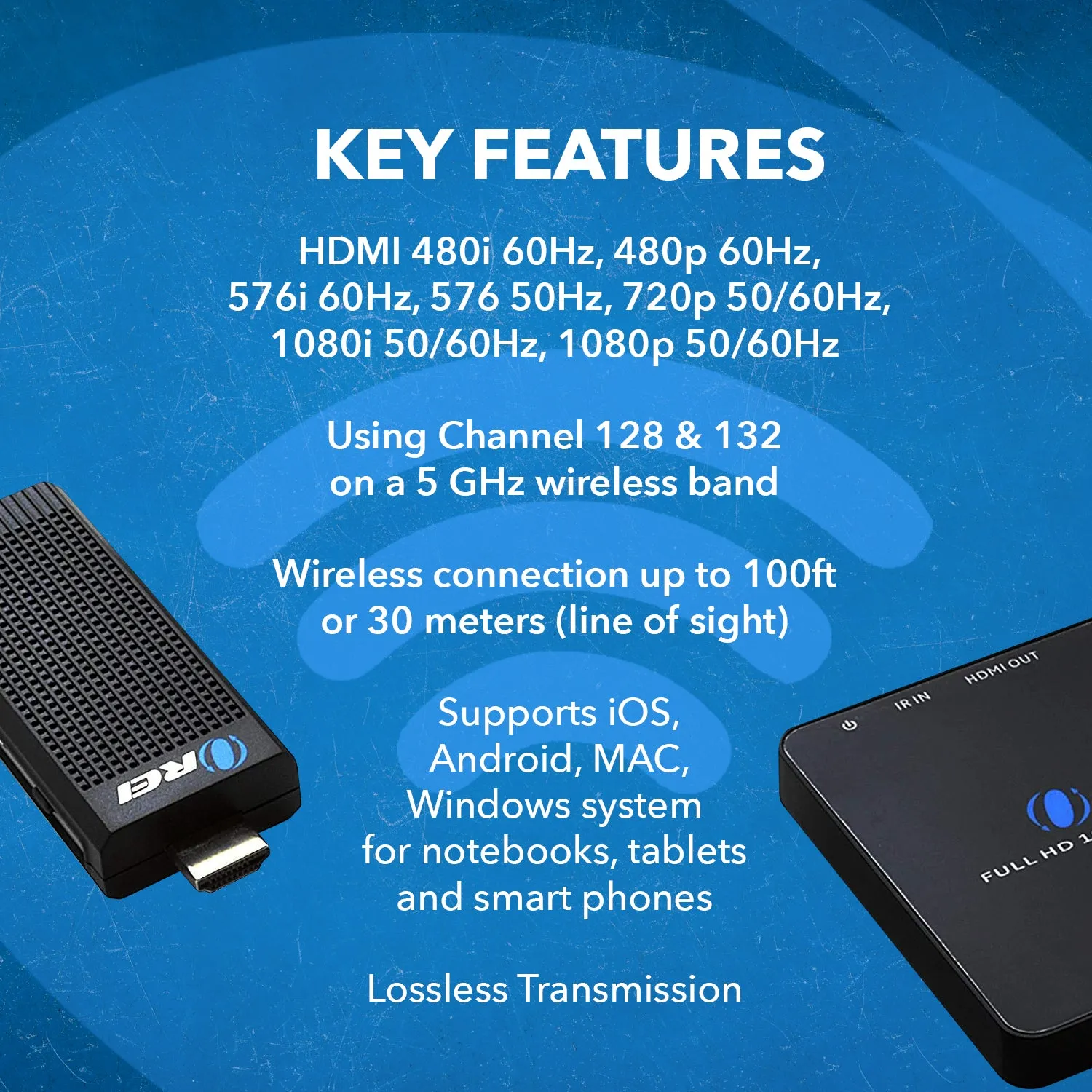 OREI WHD-PRO100-K: Wireless Pro HDMI Transmitter & Receiver Dongle Extender @1080P upto 100 Feet