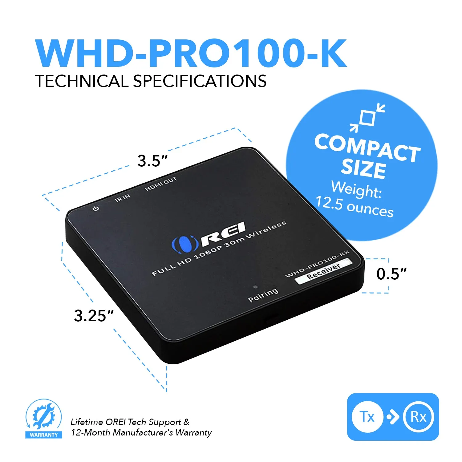 OREI WHD-PRO100-K: Wireless Pro HDMI Transmitter & Receiver Dongle Extender @1080P upto 100 Feet