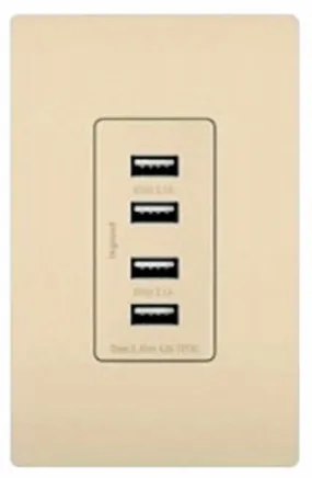 Outlet Quad USB Charger, Light Almond, 4.2-Amp