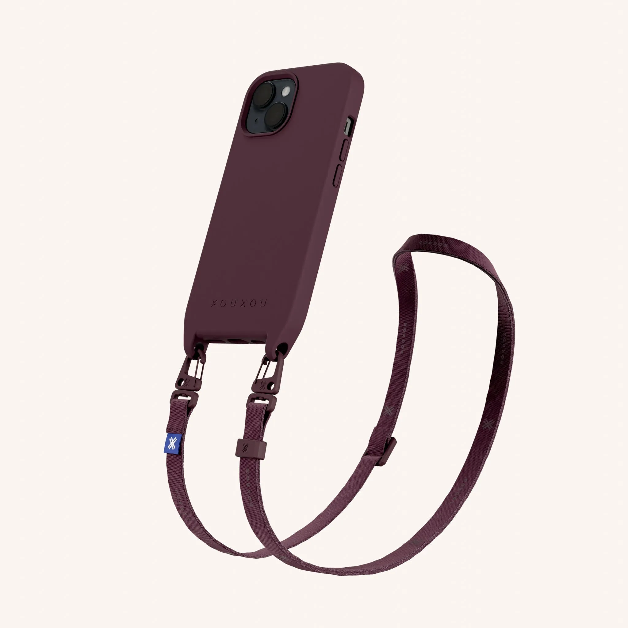 Phone Necklace with Slim Lanyard in Burgundy