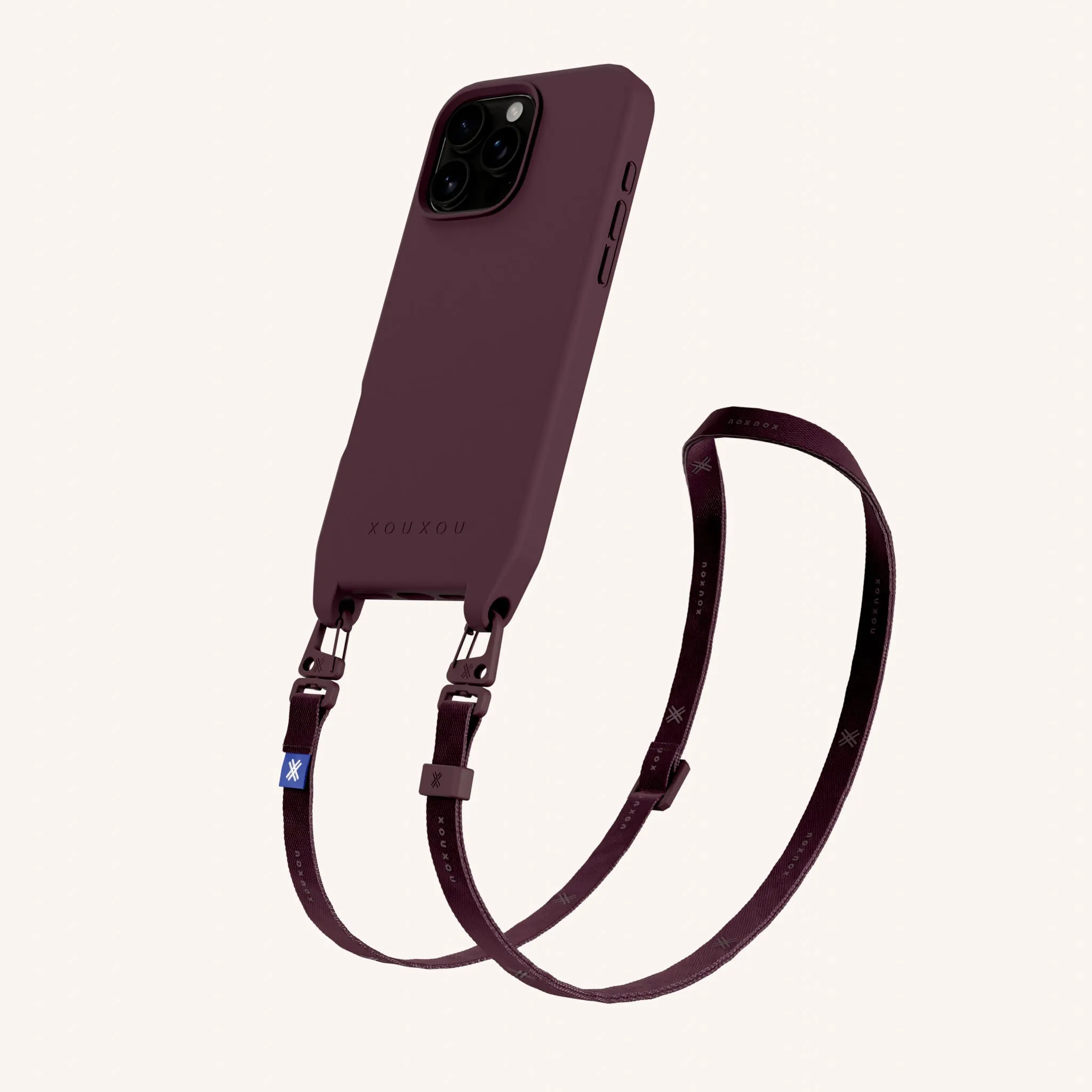 Phone Necklace with Slim Lanyard in Burgundy