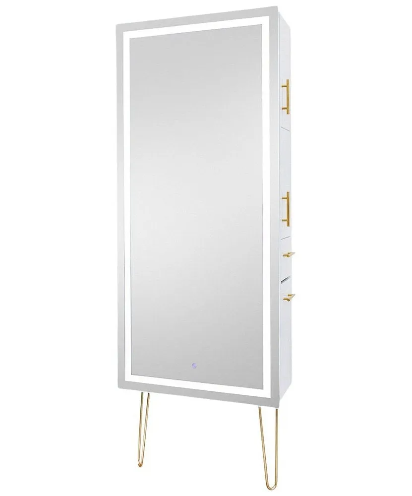 Pibbs Lumina LED Salon Mirror & Storage Server w/ Legs