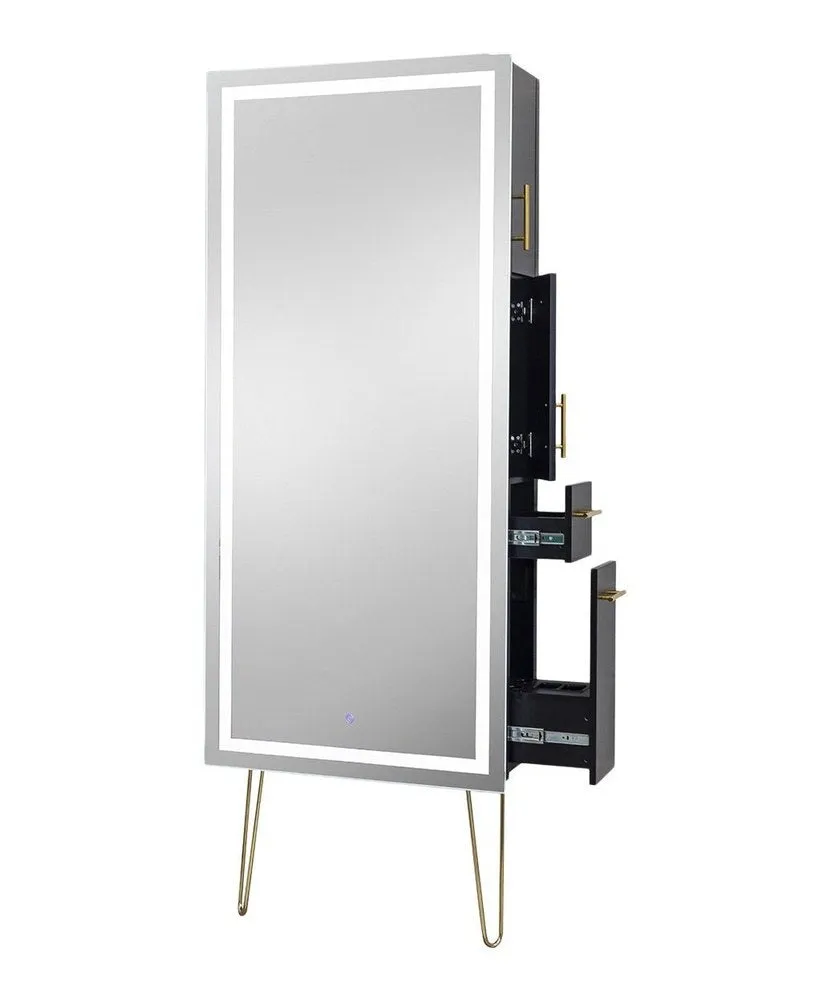 Pibbs Lumina LED Salon Mirror & Storage Server w/ Legs