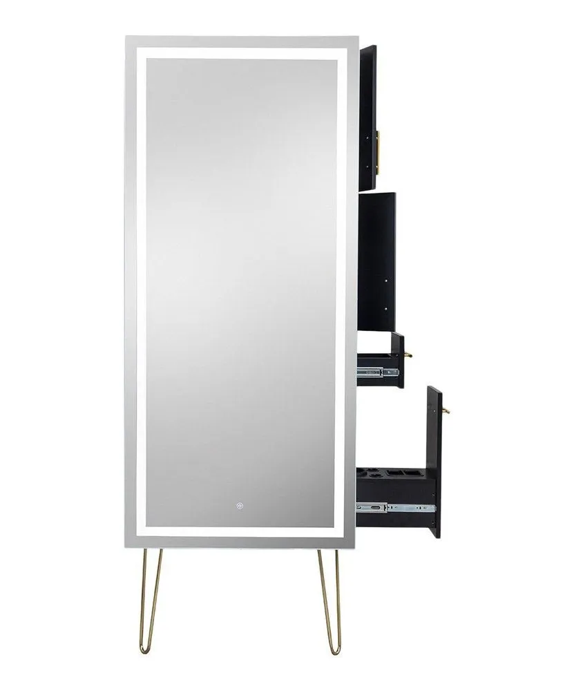 Pibbs Lumina LED Salon Mirror & Storage Server w/ Legs