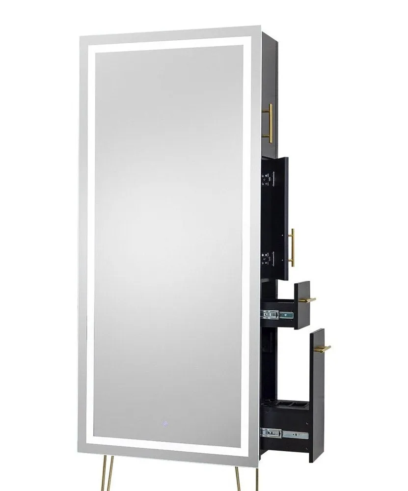 Pibbs Lumina LED Salon Mirror & Storage Server w/ Legs