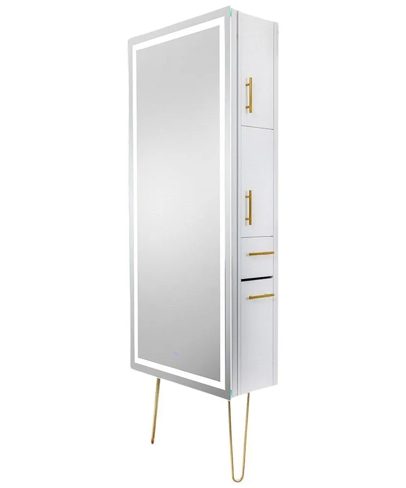 Pibbs Lumina LED Salon Mirror & Storage Server w/ Legs