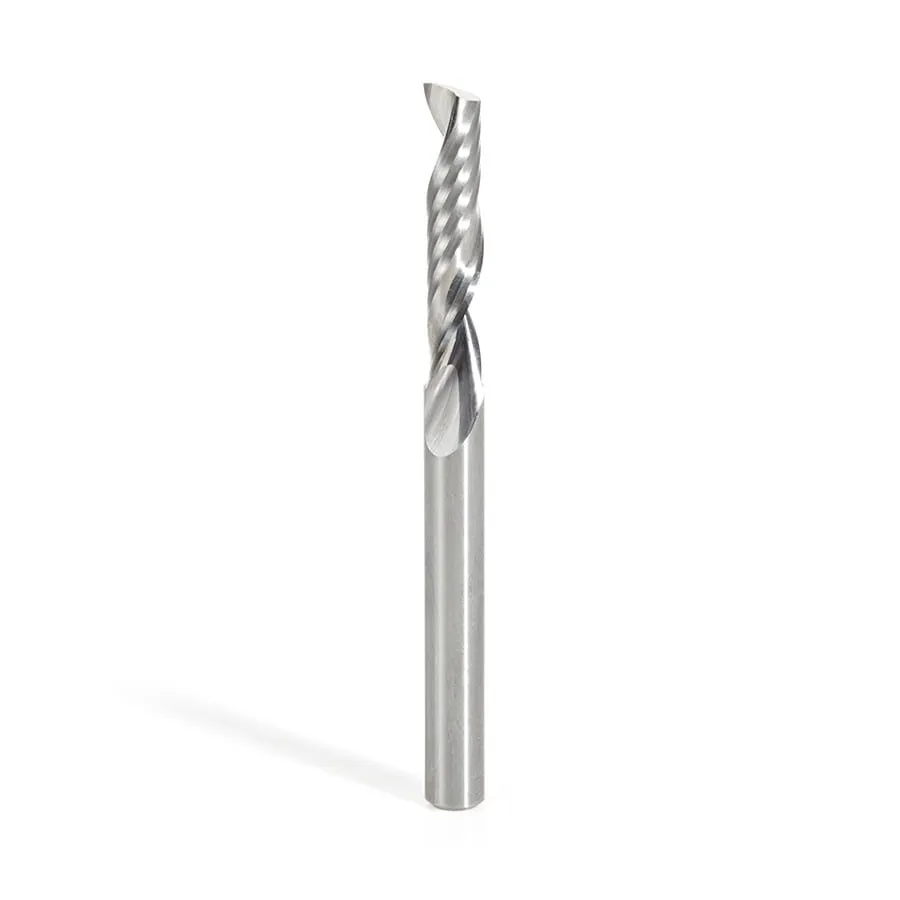 Plastic Cutting Spiral 'O' Flute CNC Router Bit | 1⁄4 Dia x 1 1⁄4 x 1⁄4 Shank x 3" Long Up-Cut | 51407 | 738685514078