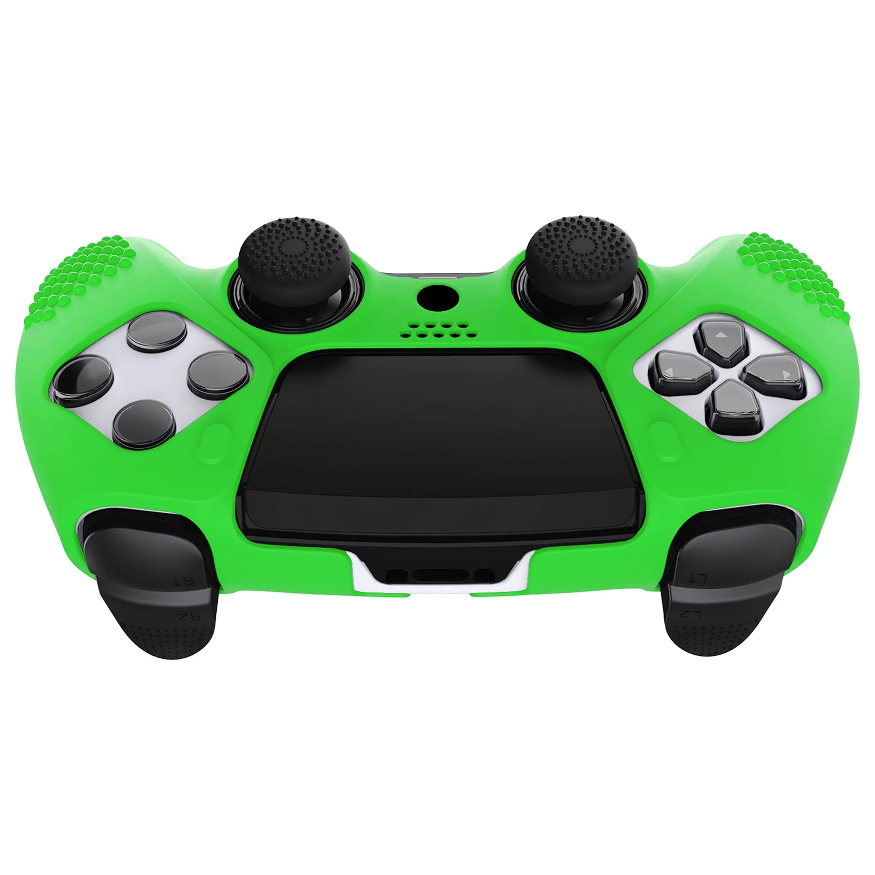 PlayVital 3D Studded Edition Anti-Slip Silicone Cover Case for ps5 Edge Controller, Soft Rubber Protector Skin for ps5 Edge Wireless Controller with 6 Thumb Grip Caps - Green - ETPFP012