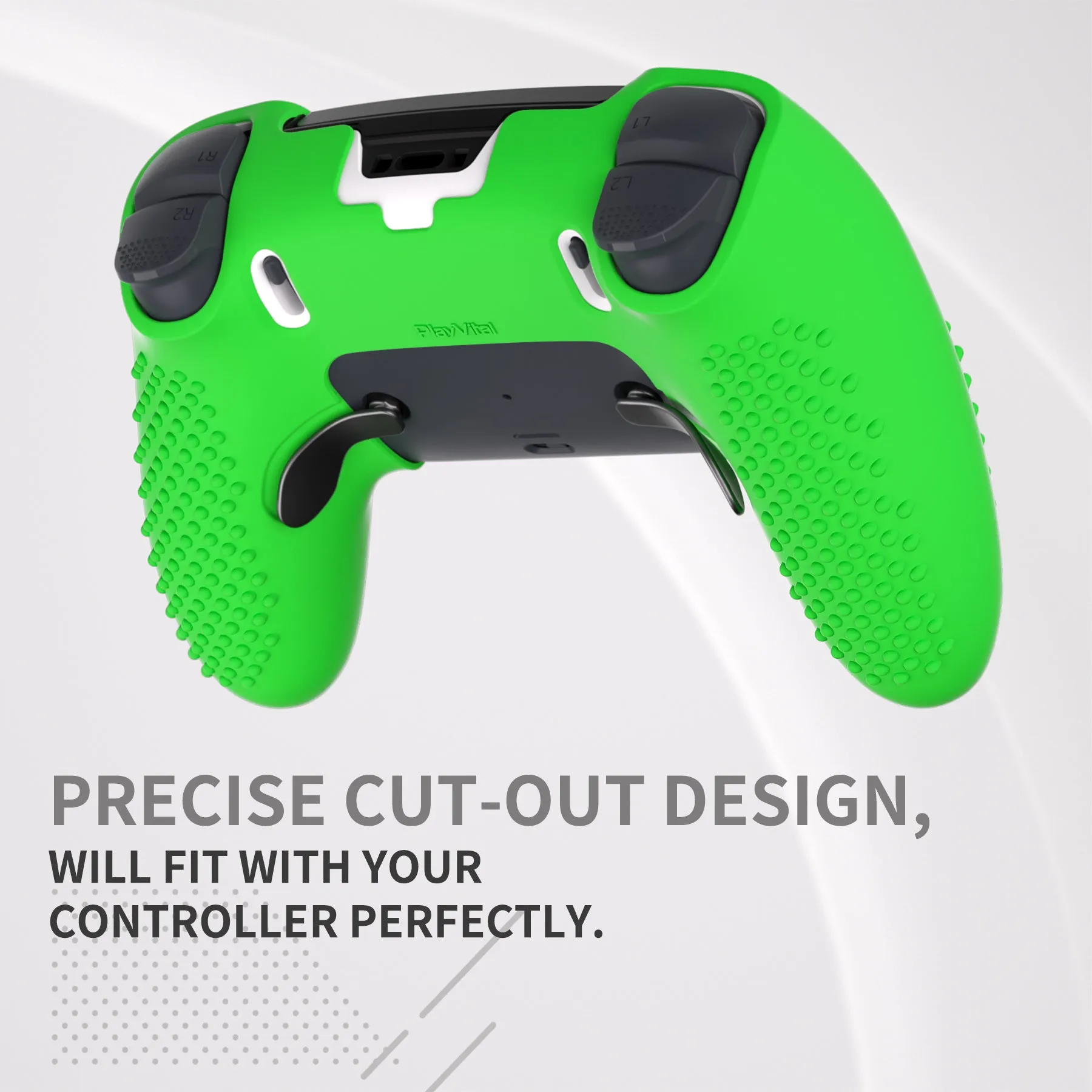 PlayVital 3D Studded Edition Anti-Slip Silicone Cover Case for ps5 Edge Controller, Soft Rubber Protector Skin for ps5 Edge Wireless Controller with 6 Thumb Grip Caps - Green - ETPFP012