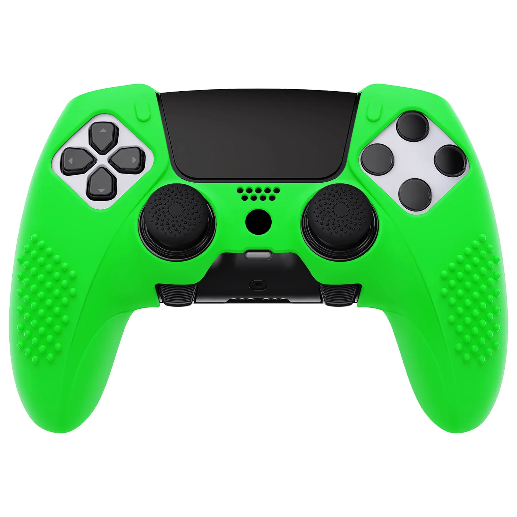 PlayVital 3D Studded Edition Anti-Slip Silicone Cover Case for ps5 Edge Controller, Soft Rubber Protector Skin for ps5 Edge Wireless Controller with 6 Thumb Grip Caps - Green - ETPFP012