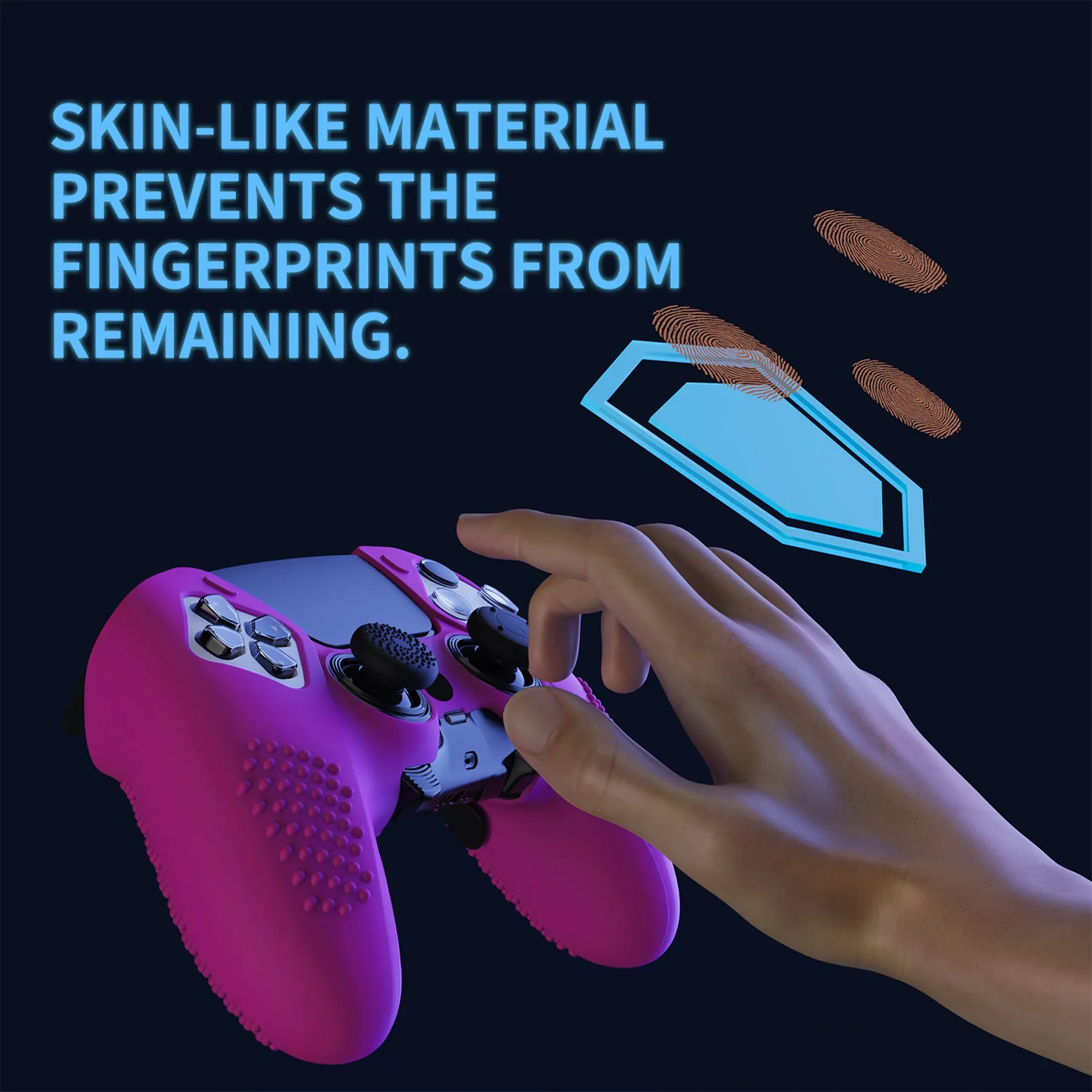 PlayVital 3D Studded Edition Anti-Slip Silicone Cover Case for ps5 Edge Controller, Soft Rubber Protector Skin for ps5 Edge Wireless Controller with 6 Thumb Grip Caps - Neon Purple - ETPFP017