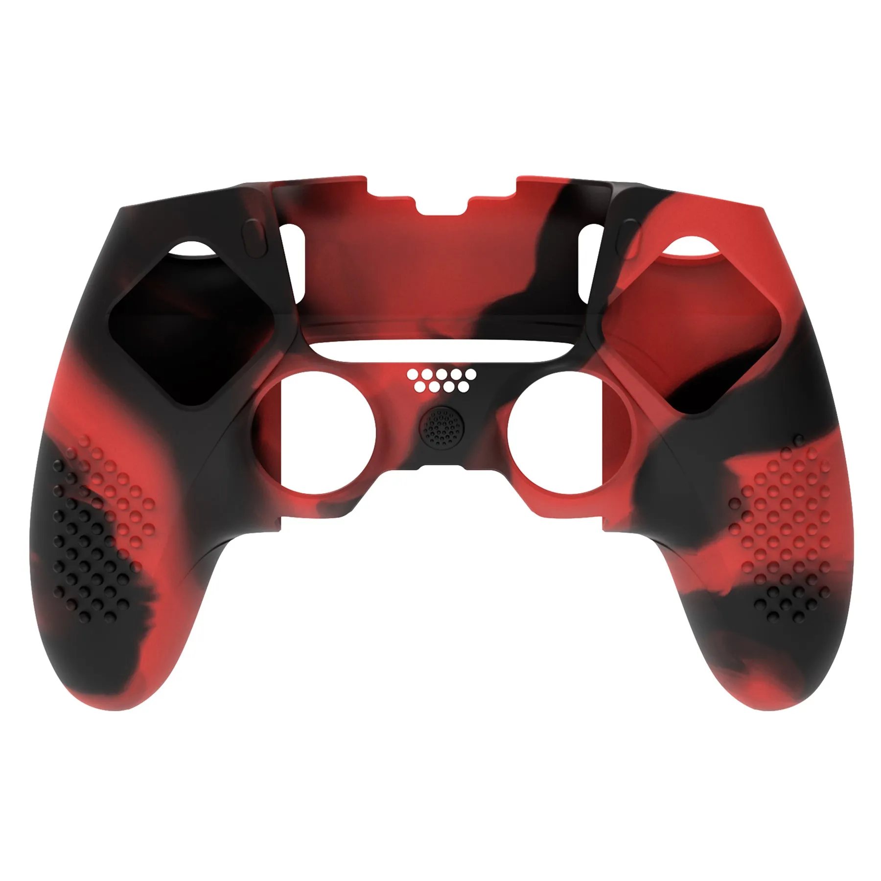 PlayVital 3D Studded Edition Anti-Slip Silicone Cover Case for ps5 Edge Controller, Soft Rubber Protector Skin for ps5 Edge Wireless Controller with 6 Thumb Grip Caps - Red & Black - ETPFP008