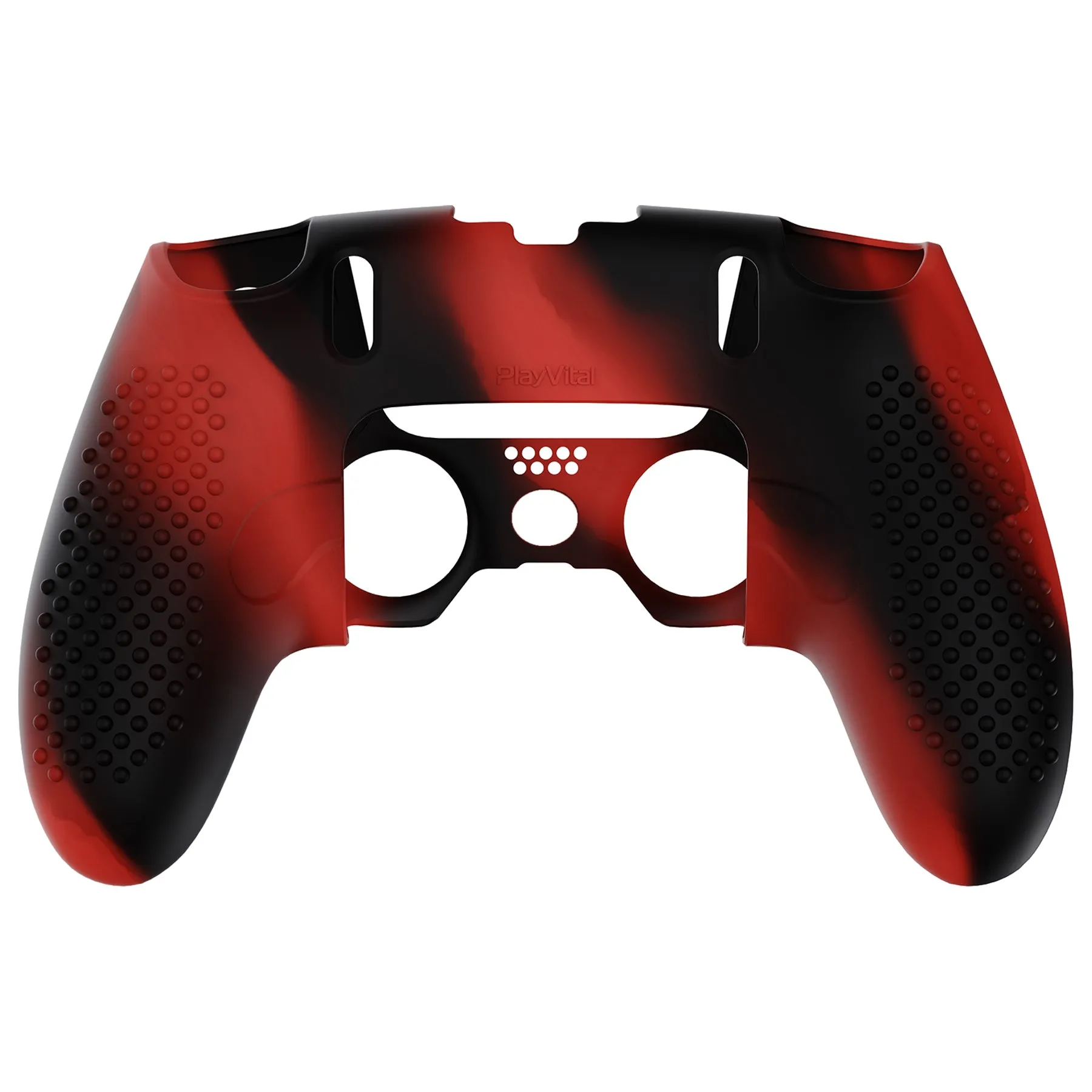 PlayVital 3D Studded Edition Anti-Slip Silicone Cover Case for ps5 Edge Controller, Soft Rubber Protector Skin for ps5 Edge Wireless Controller with 6 Thumb Grip Caps - Red & Black - ETPFP008