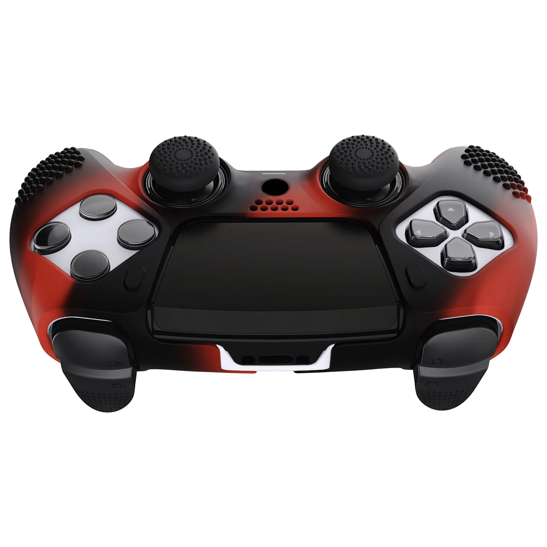 PlayVital 3D Studded Edition Anti-Slip Silicone Cover Case for ps5 Edge Controller, Soft Rubber Protector Skin for ps5 Edge Wireless Controller with 6 Thumb Grip Caps - Red & Black - ETPFP008