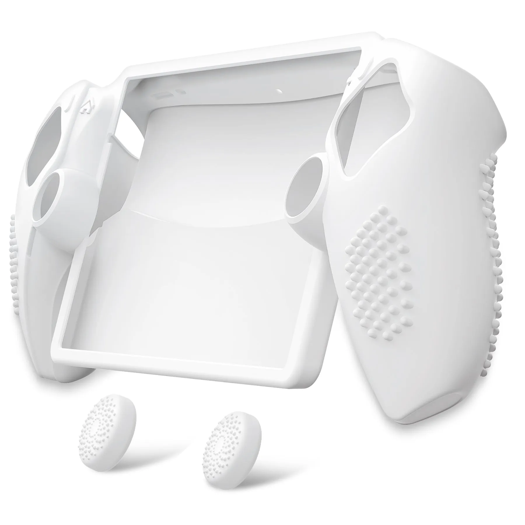 PlayVital 3D Studded Edition Anti-Slip Silicone Protective Case with Thumb Grips for PS Portal Remote Player - White - CYRPFP002