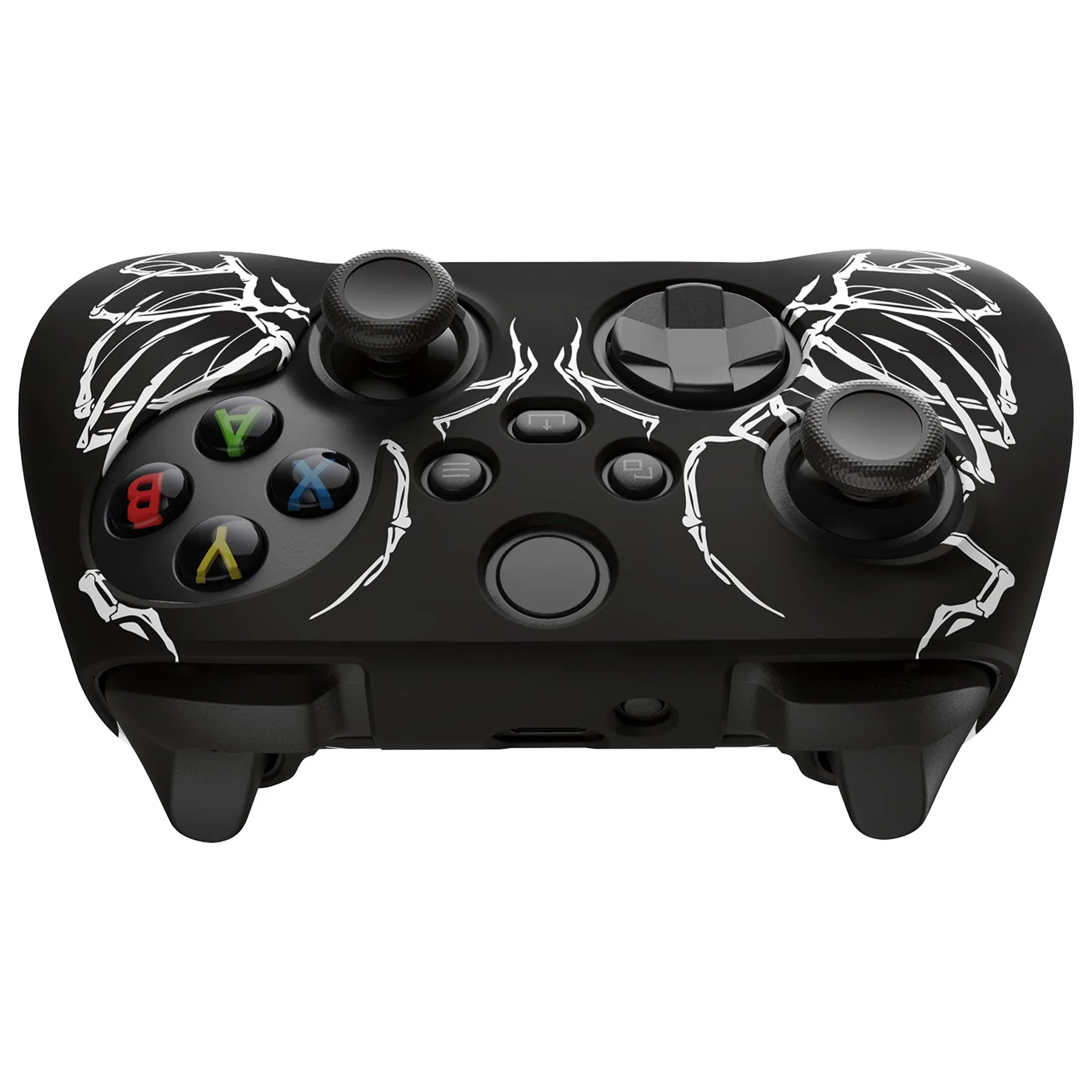 PlayVital Carving Skull Silicone Cover Skin wtih Thumb Grip Caps for Xbox Series X/S Controller - BLX3027