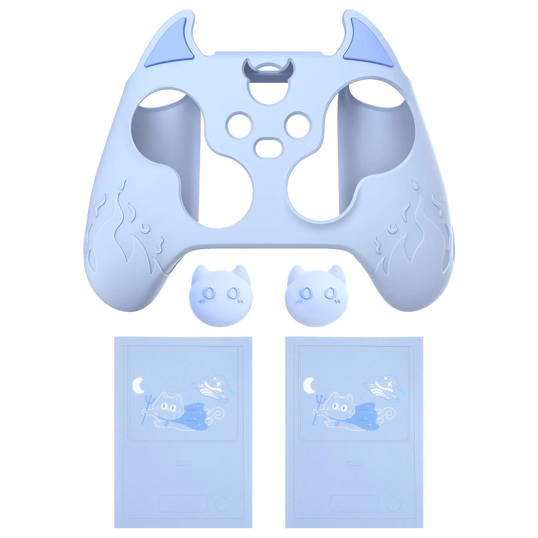 PlayVital Cute Demon Silicone Cover with Thumb Grip Caps for Xbox Series X/S Controller & Xbox Core Wireless Controller - Blue - PUKX3P002