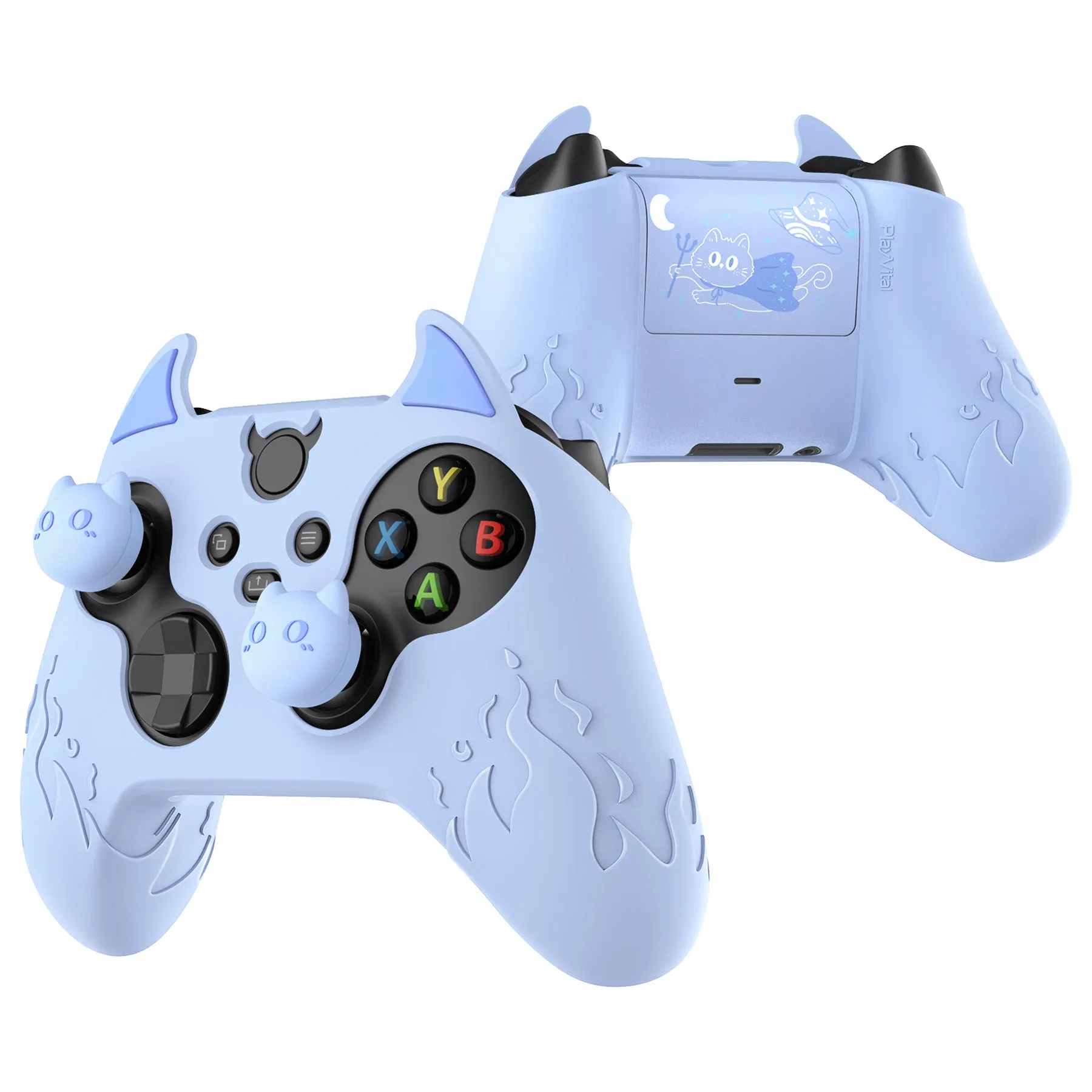 PlayVital Cute Demon Silicone Cover with Thumb Grip Caps for Xbox Series X/S Controller & Xbox Core Wireless Controller - Blue - PUKX3P002