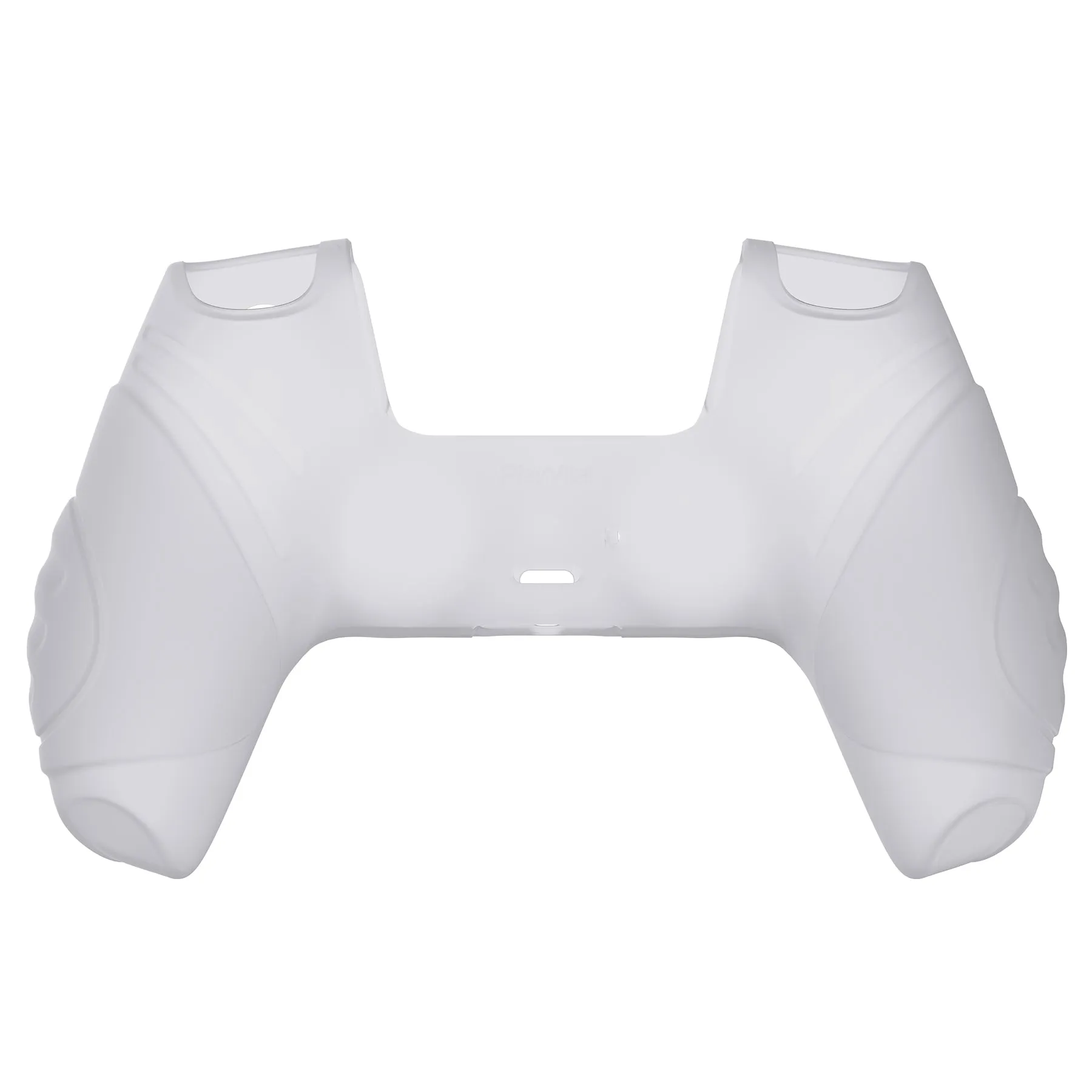 PlayVital Guardian Edition Clear White Ergonomic Soft Anti-slip Controller Silicone Case Cover, Rubber Protector Skins with Clear White Joystick Caps for PS5 Controller - YHPF013