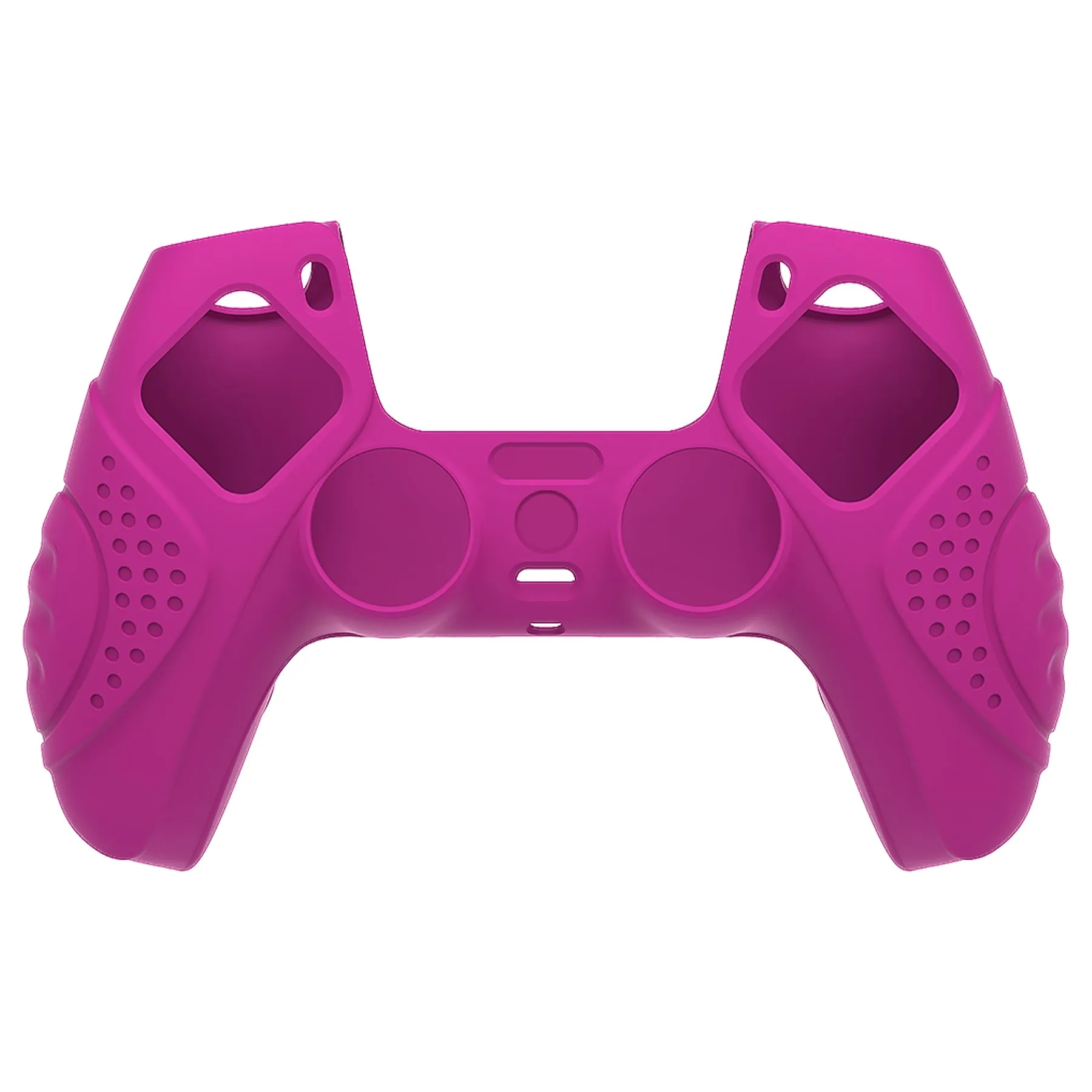 PlayVital Guardian Edition Neon Purple Ergonomic Soft Anti-slip Controller Silicone Case Cover, Rubber Protector Skins with Black Joystick Caps for PS5 Controller - YHPF026