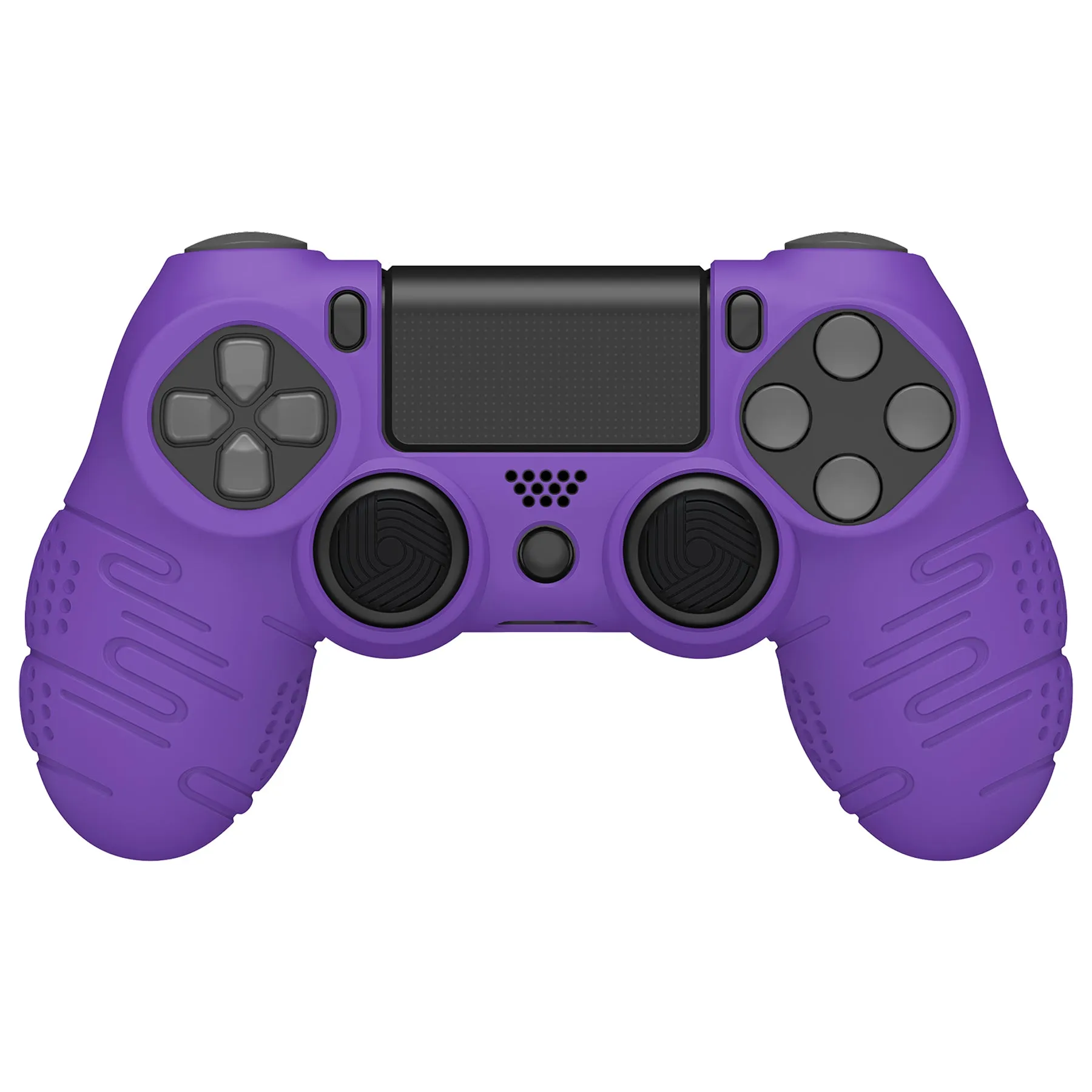 PlayVital Line & Dot Purple Silicone Cover Skin for ps4 Controller, Anti-Slip Soft Protector Case Cover with Thumb Grip Caps for ps4 for ps4 Slim for ps4 Pro Controller - CLRP4P004