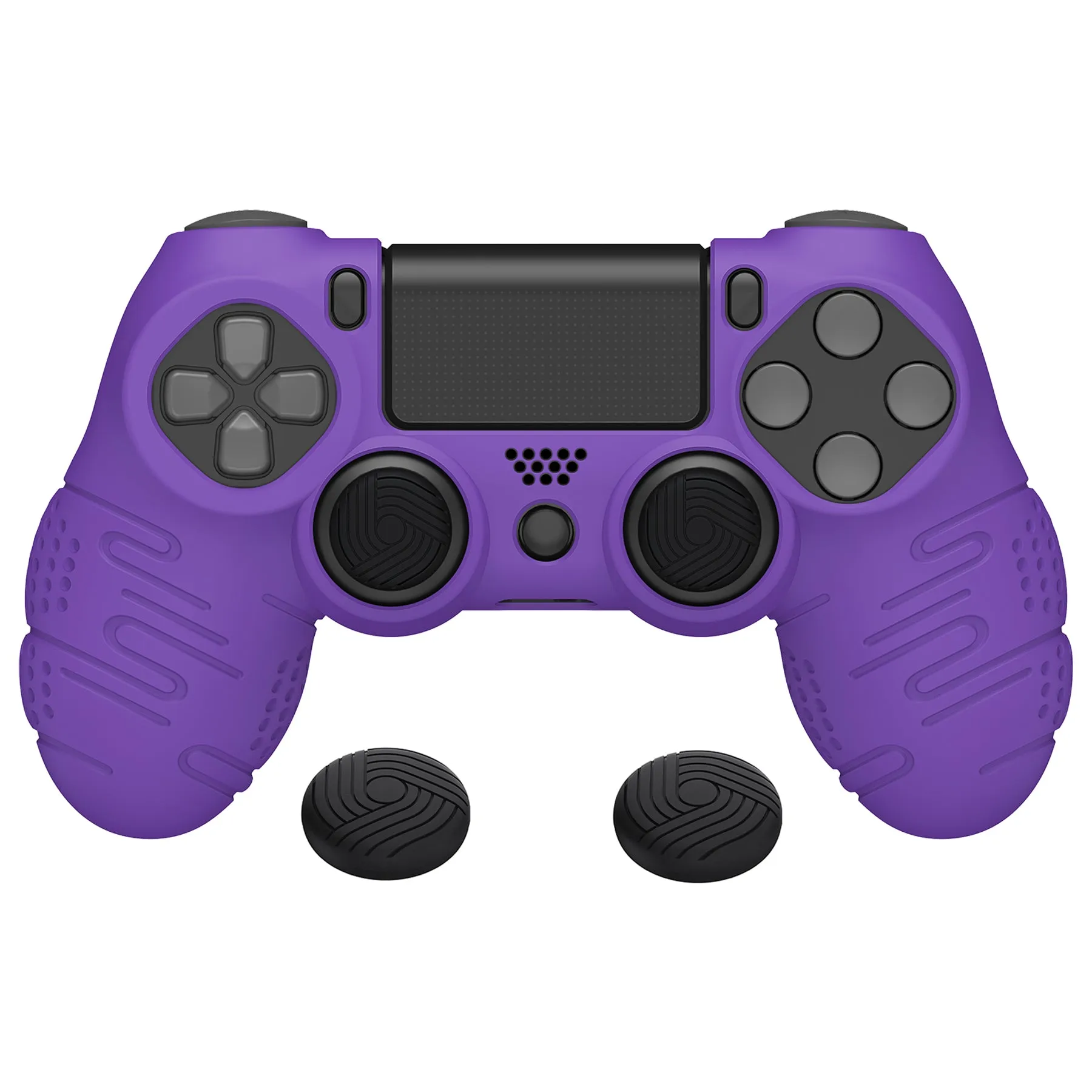 PlayVital Line & Dot Purple Silicone Cover Skin for ps4 Controller, Anti-Slip Soft Protector Case Cover with Thumb Grip Caps for ps4 for ps4 Slim for ps4 Pro Controller - CLRP4P004