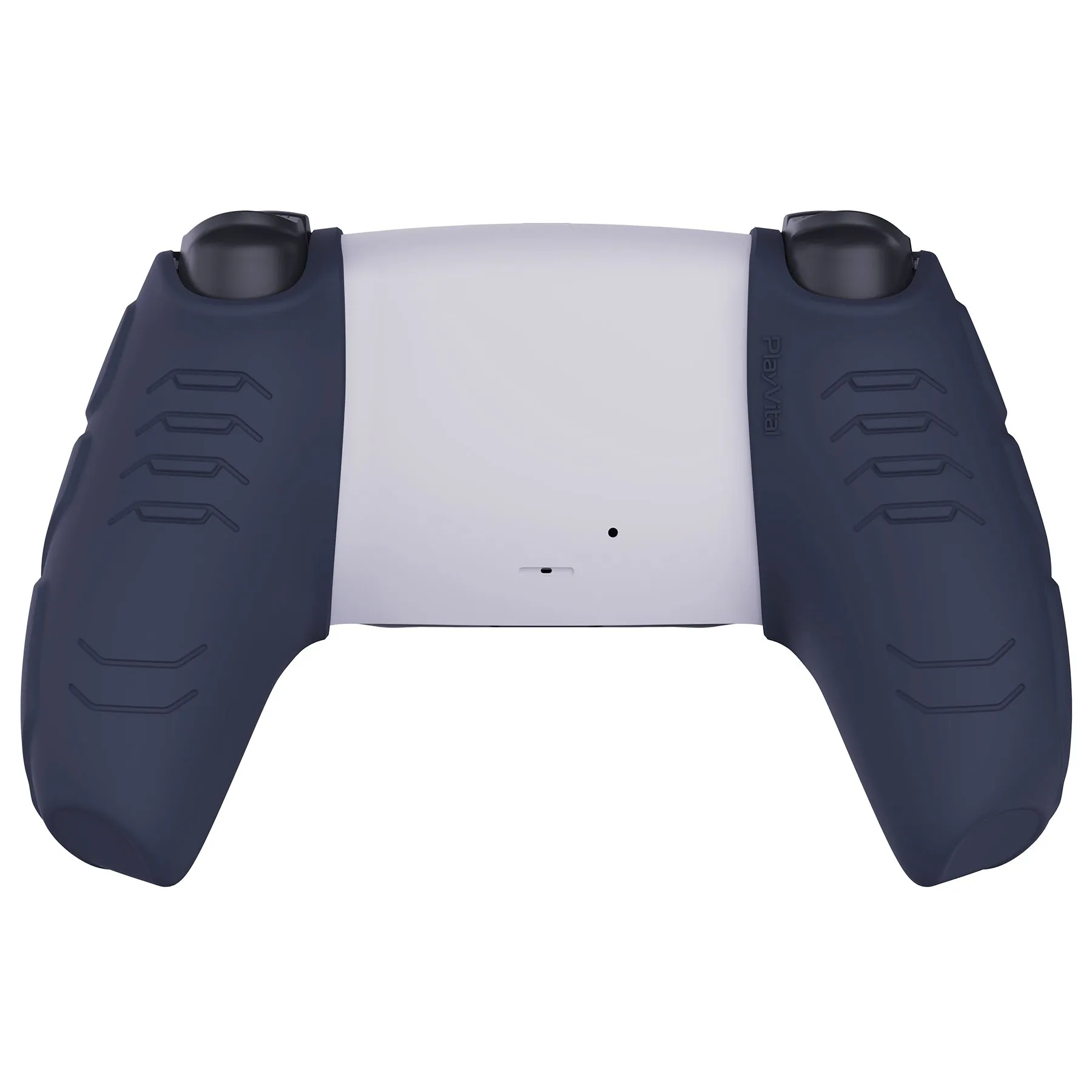 PlayVital Mecha Edition Midnight Blue Ergonomic Soft Controller Silicone Case Grips for PS5 Controller, Rubber Protector Skins with Thumbstick Caps for PS5 Controller – Compatible with Charging Station - JGPF003