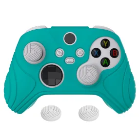 PlayVital Samurai Edition Aqua Green Anti-slip Controller Grip Silicone Skin, Ergonomic Soft Rubber Protective Case Cover for Xbox Series S/X Controller with Black Thumb Stick Caps - WAX3010