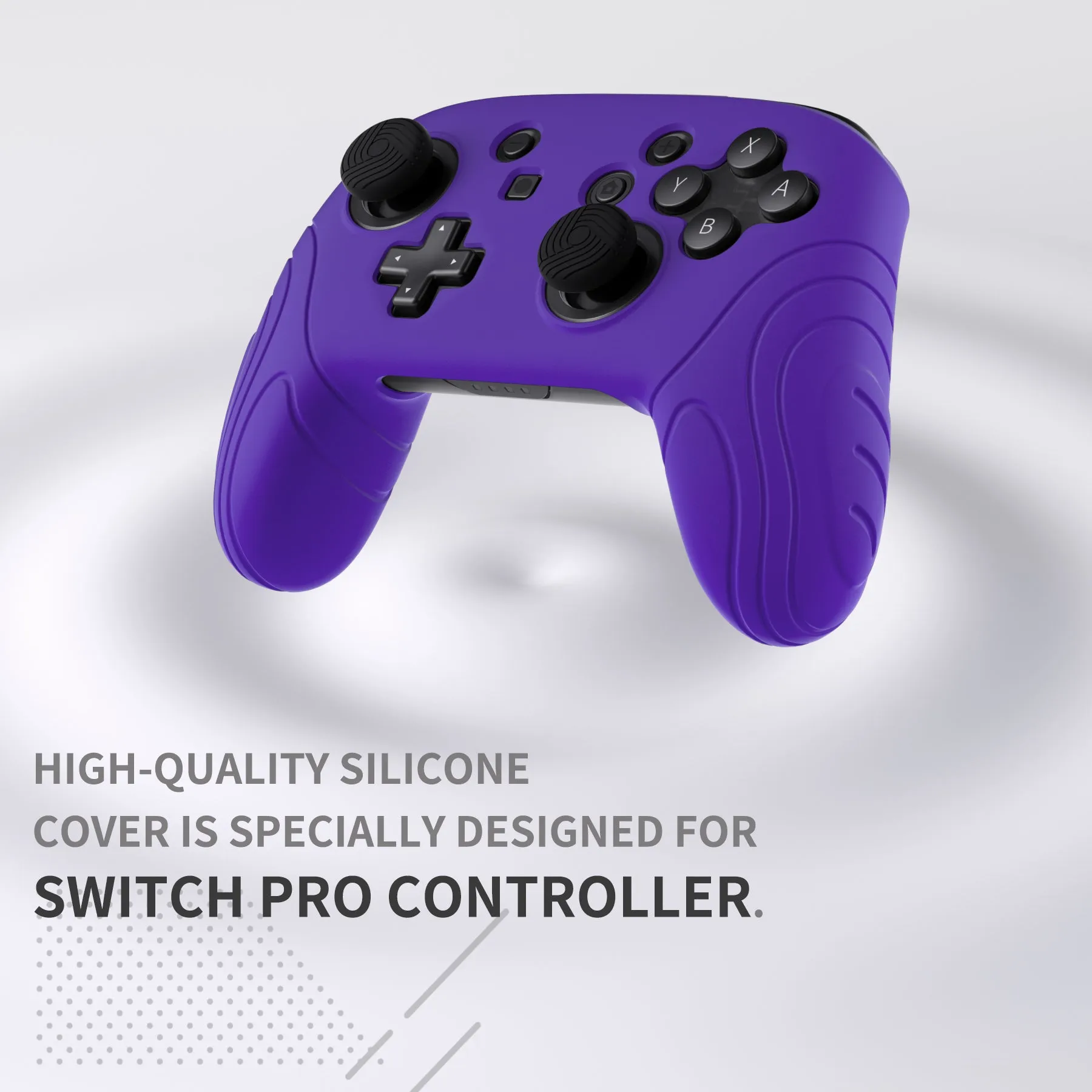 PlayVital Samurai Edition Ergonomic Silicone Skin Protective Case for Nintendo Switch Pro Controller, Soft Anti-slip Controller Grip Protector for Nintendo Switch Pro with Thumb Grip Caps - Purple - EBNPP003