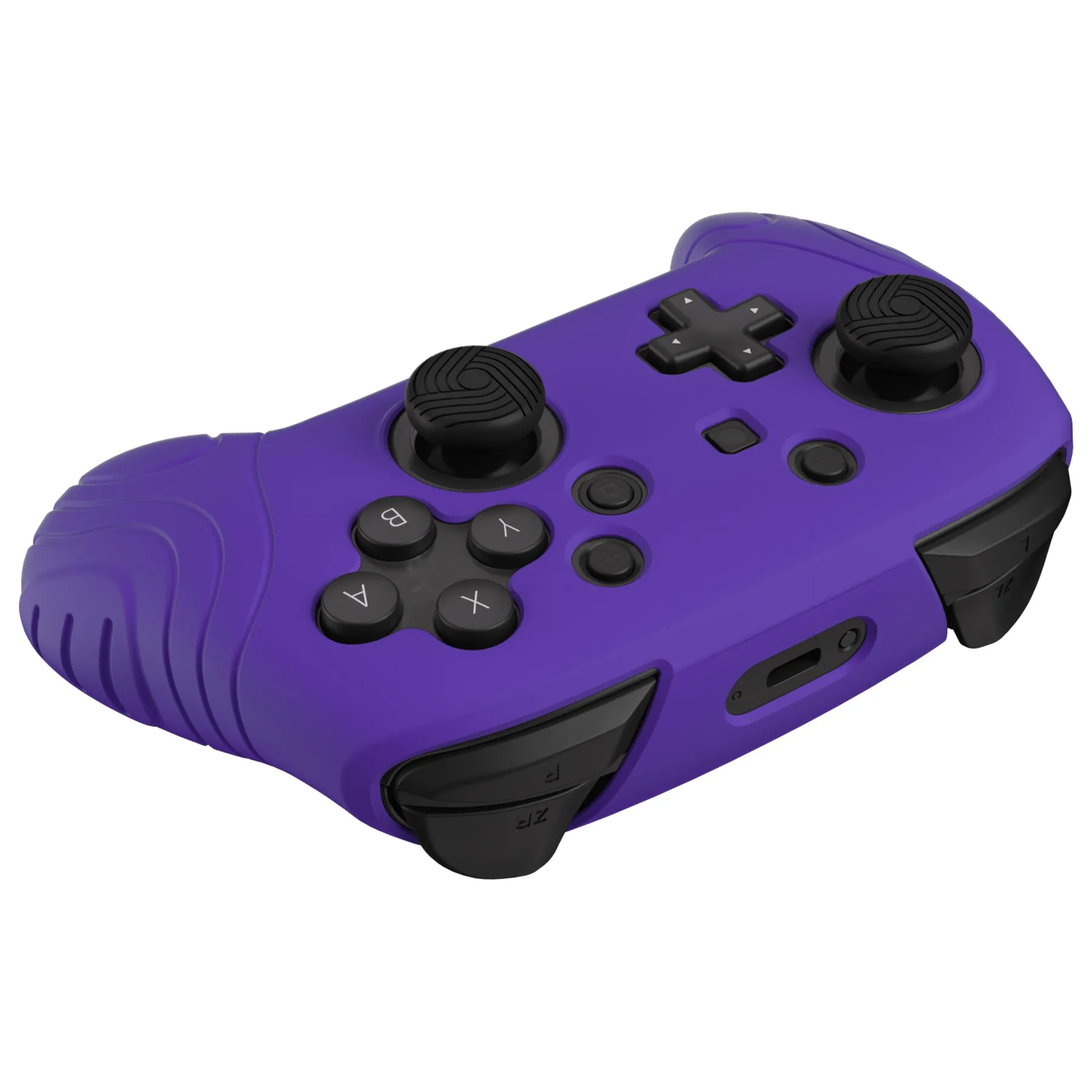 PlayVital Samurai Edition Ergonomic Silicone Skin Protective Case for Nintendo Switch Pro Controller, Soft Anti-slip Controller Grip Protector for Nintendo Switch Pro with Thumb Grip Caps - Purple - EBNPP003