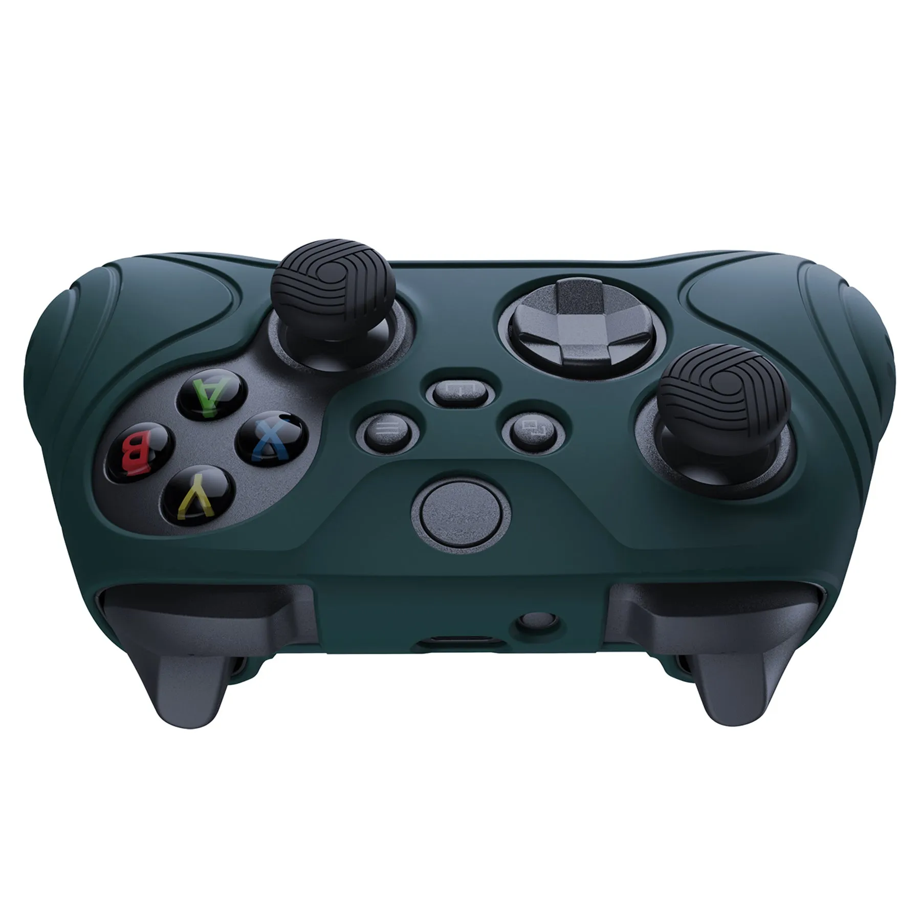 PlayVital Samurai Edition Racing Green Anti-slip Controller Grip Silicone Skin, Ergonomic Soft Rubber Protective Case Cover for Xbox Series S/X Controller with Black Thumb Stick Caps - WAX3004