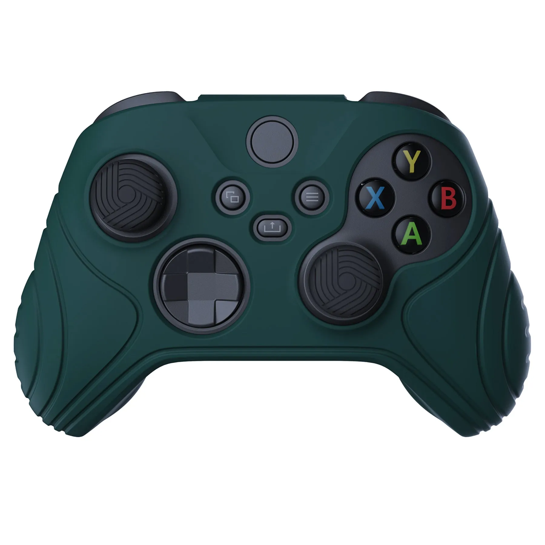 PlayVital Samurai Edition Racing Green Anti-slip Controller Grip Silicone Skin, Ergonomic Soft Rubber Protective Case Cover for Xbox Series S/X Controller with Black Thumb Stick Caps - WAX3004