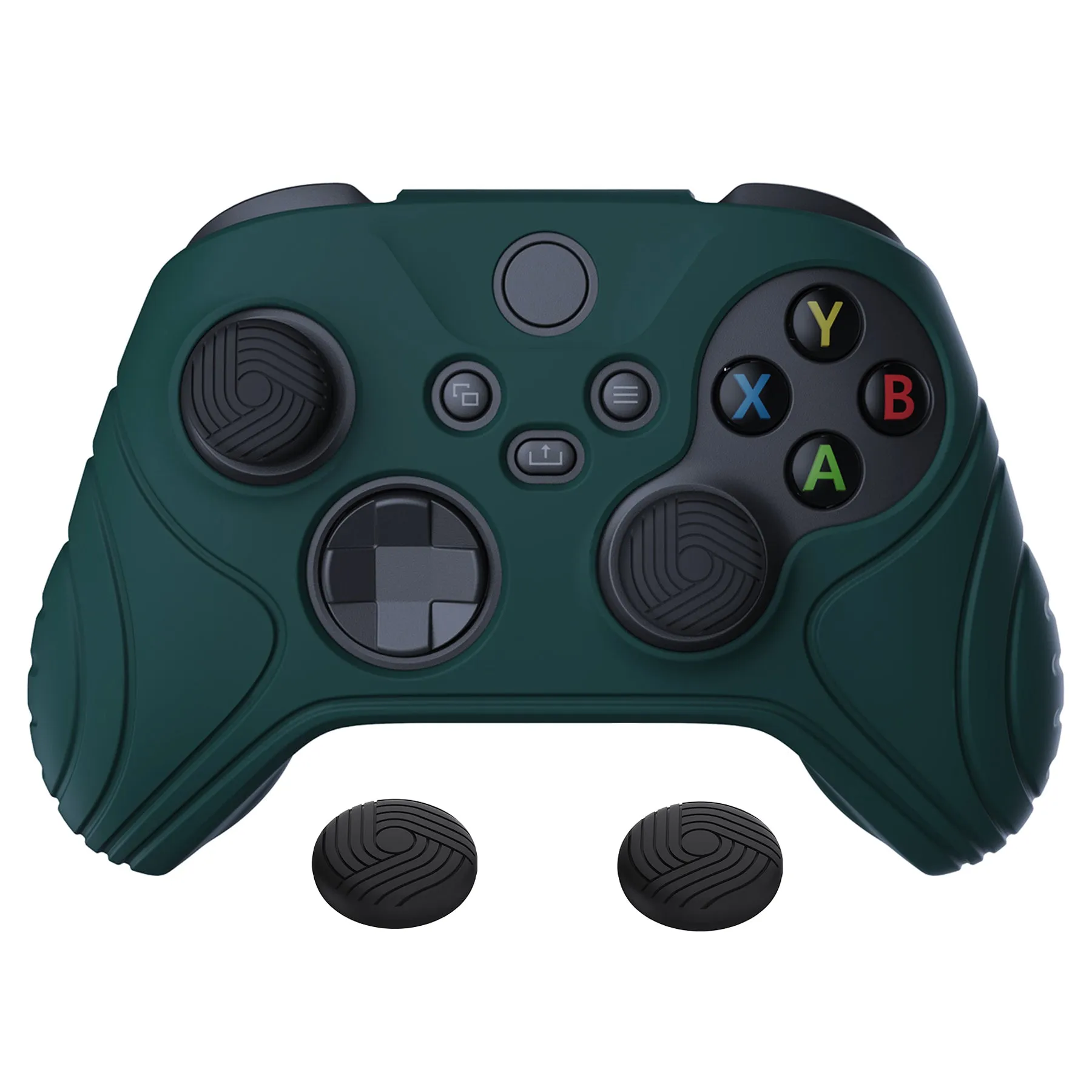 PlayVital Samurai Edition Racing Green Anti-slip Controller Grip Silicone Skin, Ergonomic Soft Rubber Protective Case Cover for Xbox Series S/X Controller with Black Thumb Stick Caps - WAX3004