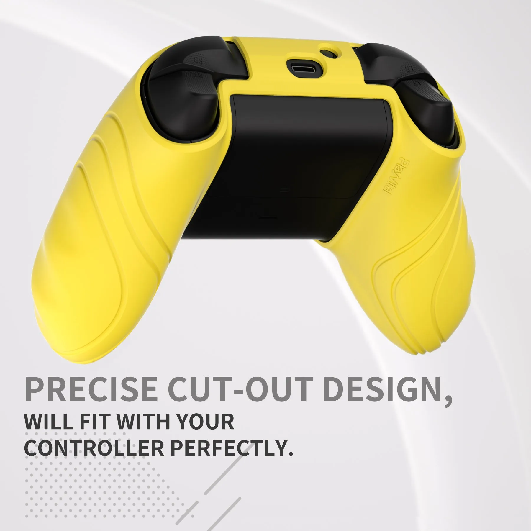 PlayVital Scorpion Edition Two-Tone Anti-Slip Silicone Case Cover for Xbox Series X/S Controller, Soft Rubber Case for Xbox Core Controller with Thumb Grip Caps - Legend Yellow & Green - SPX3013