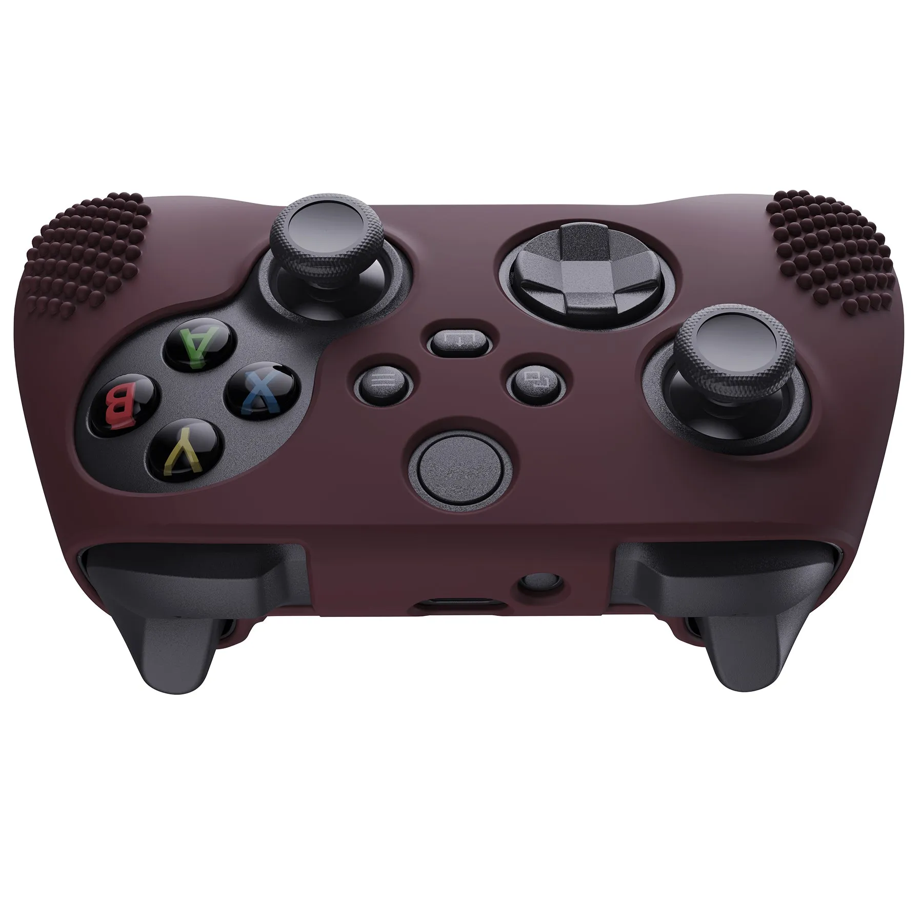 PlayVital Wine Red 3D Studded Edition Anti-slip Silicone Cover Skin for Xbox Series X Controller, Soft Rubber Case Protector for Xbox Series S Controller with 6 Black Thumb Grip Caps - SDX3011