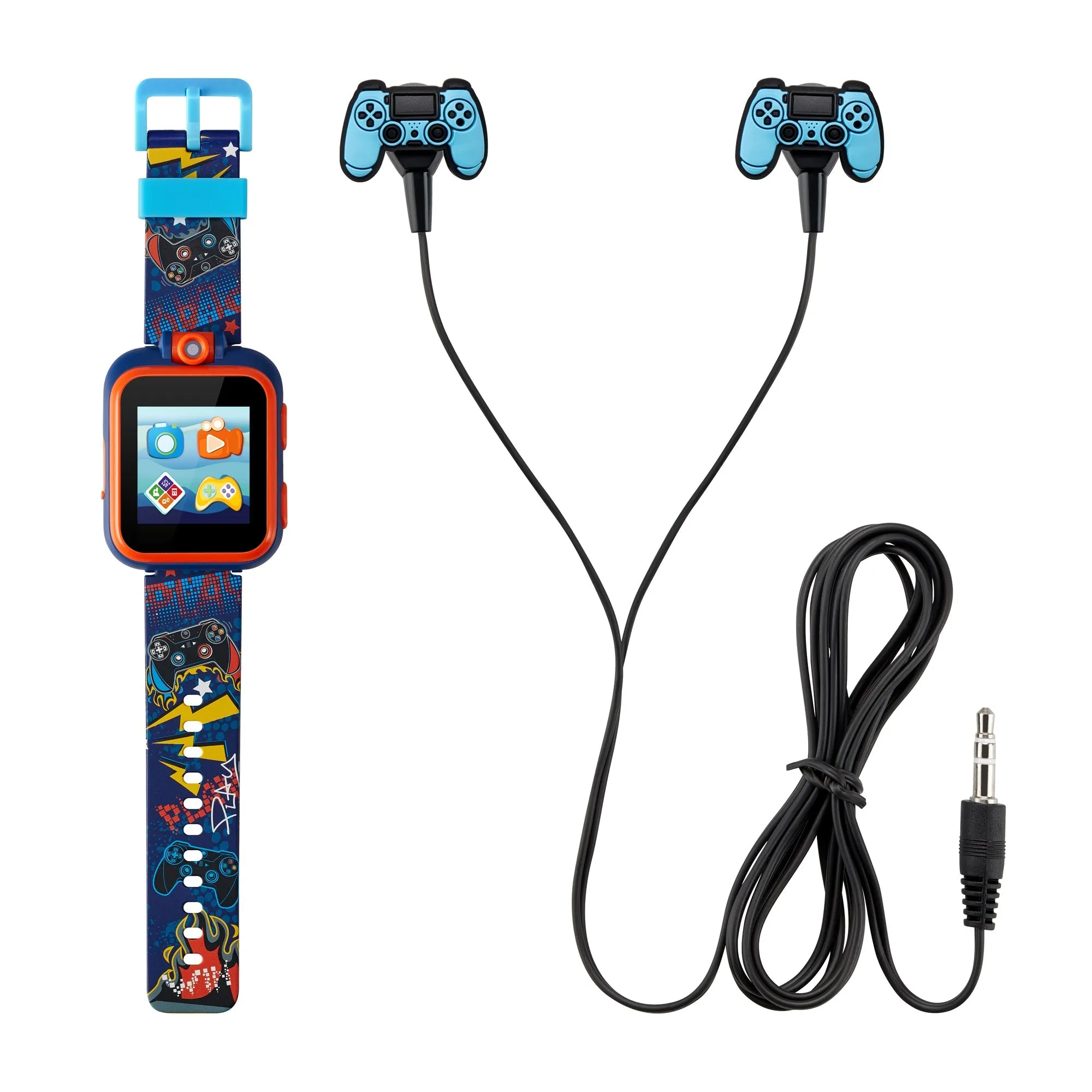 Playzoom Kids Smartwatch & Earbuds Set: Dark Blue/Orange Game station