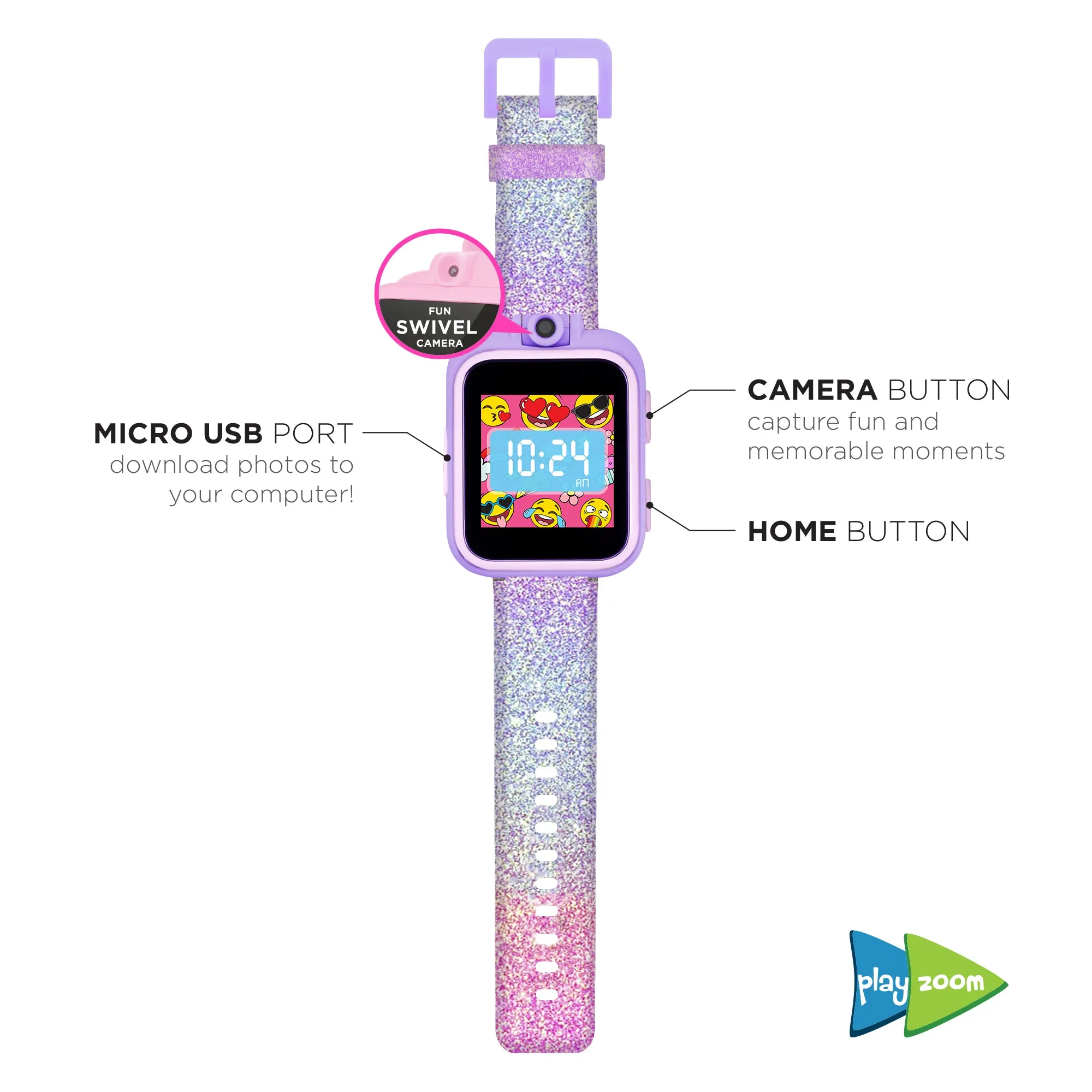 PlayZoom Smartwatch for Kids: Purple Glitter