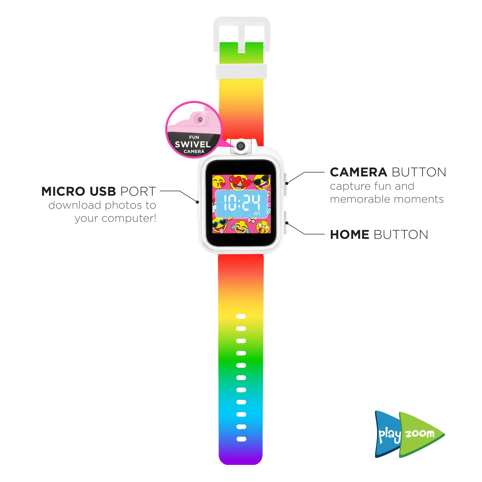 PlayZoom Smartwatch for Kids: Rainbow Print