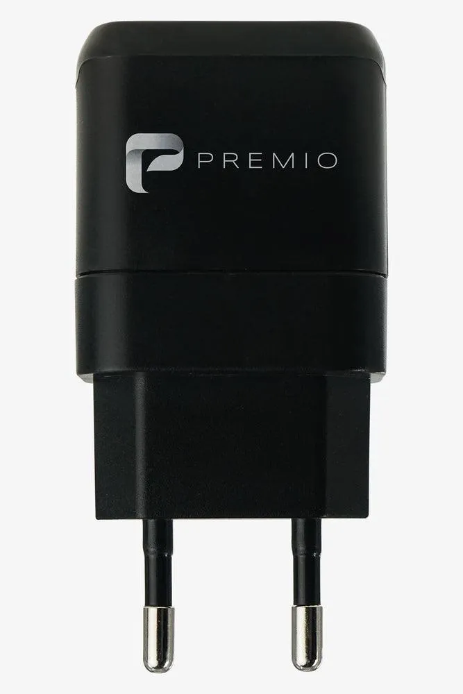 Premio 2.4 Amp Dual Wall Charger Black