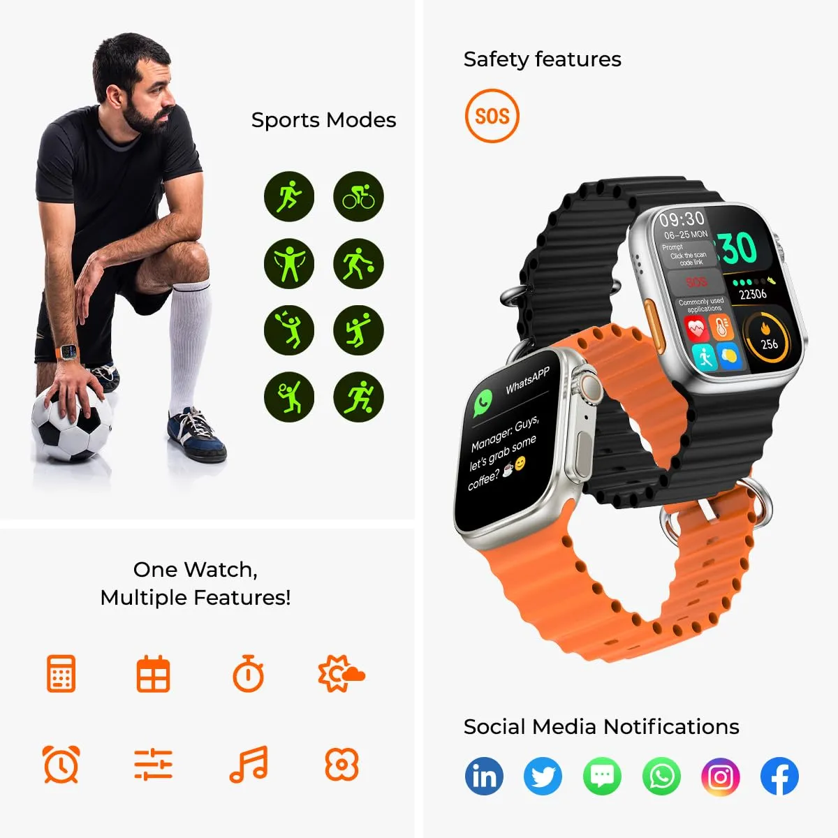 pTron Newly Launched Reflect Pro Smartwatch, Bluetooth Calling, 1.85" Full Touch Display, 600 NITS, Digital Crown, Metal Frame, 100  Watch Faces, HR, SpO2, Voice Assist, 5 Days Battery Life (Black)