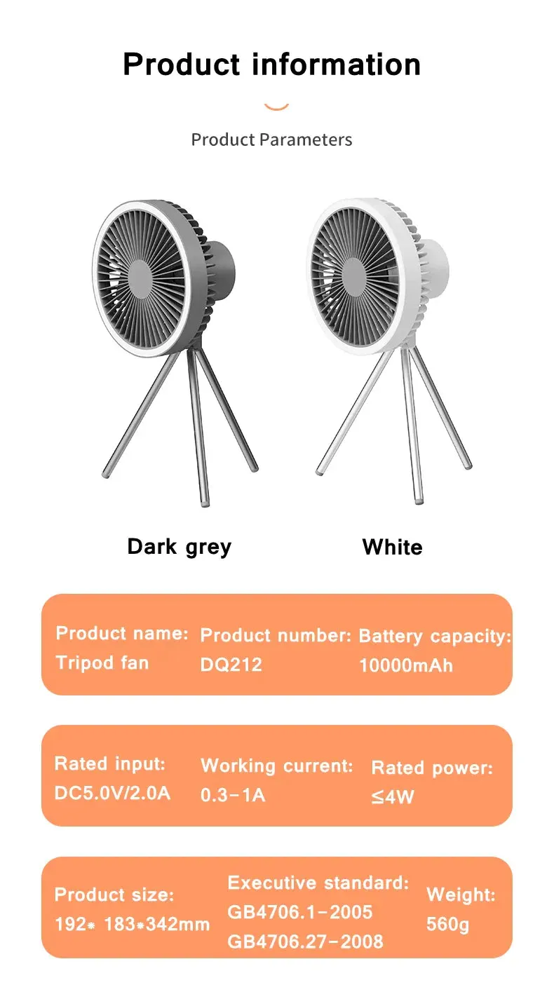 Rechargeable Portable Circulator Wireless Fan With Tripod