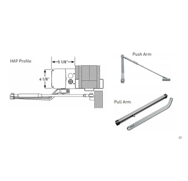 Record - HA9 - Full Feature Door Operator - PULL Arm - Non Handed - Antique Bronze (39" to 51") For Single Doors