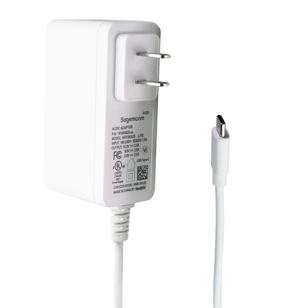 Sagemcom (USB-C) AC/DC Adaptor - White (NPD36AUS)