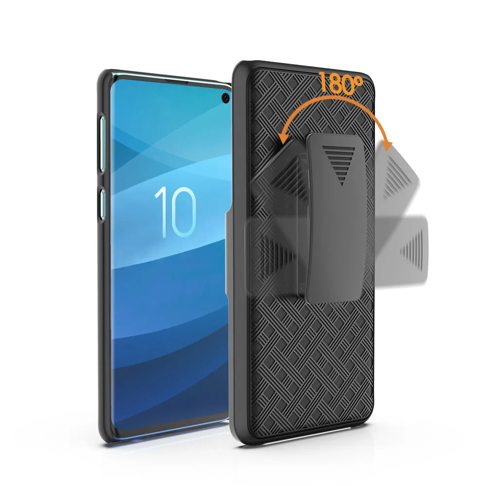 Samsung Galaxy S10 Case, Galaxy S10 Case, Rugged Slim Rotating Swivel Lock Holster Shell Combo Case for Galaxy S10