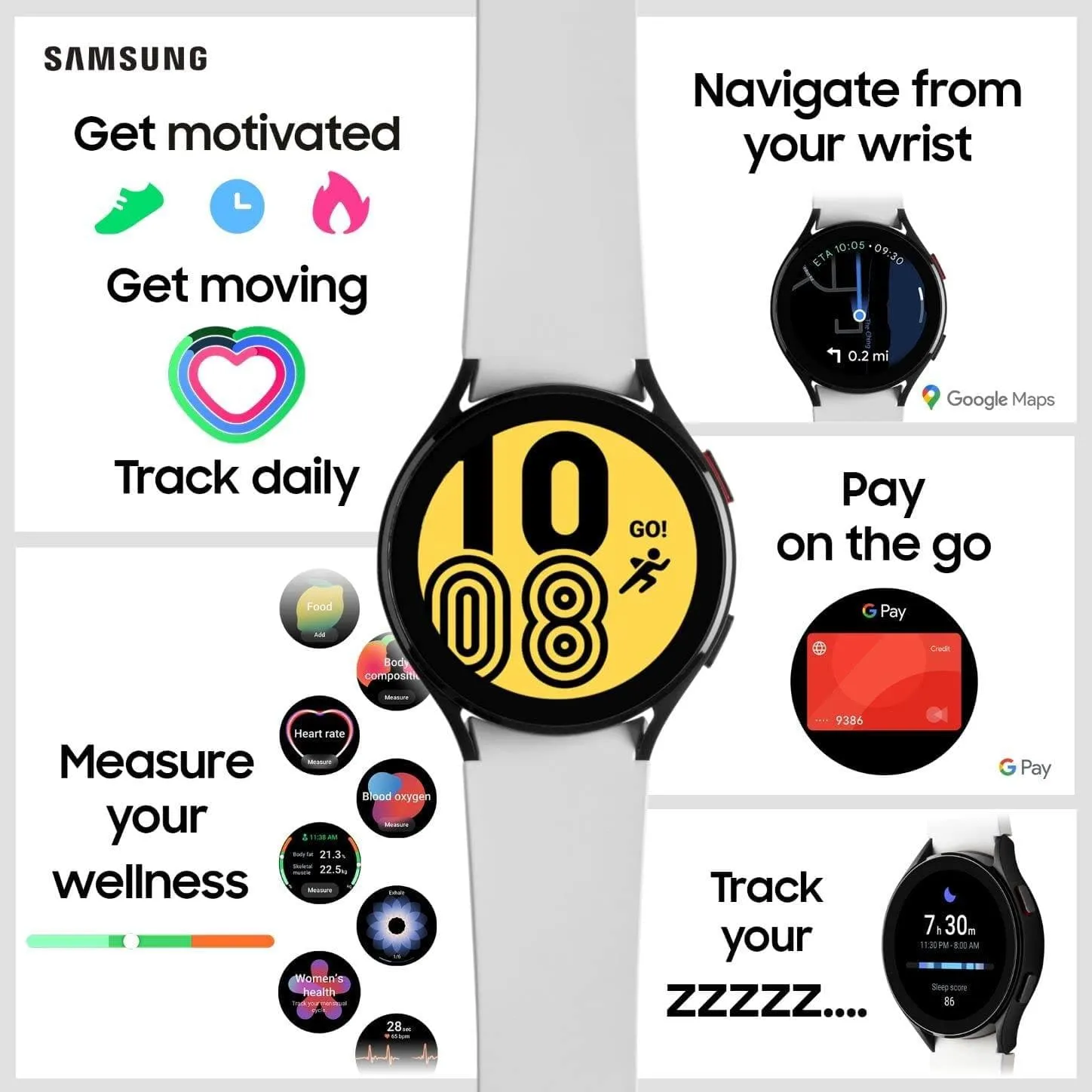 Samsung Galaxy Watch4 4G, 44mm Smartwatch - Aluminium, Black