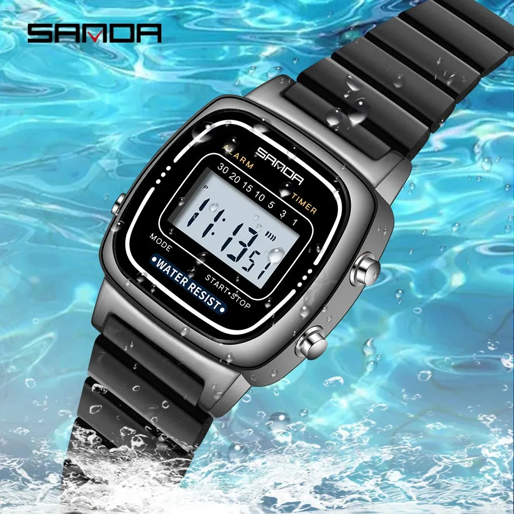 SANDA 6053 LED Digital Watch | Fashionable Waterproof Sport Watch for Boys & Women with Stopwatch and Multiple Features