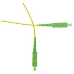 SC/APC OS2 Duplex Fiber Optic Patch Cord, OFNR, Singlemode 9/125, Yellow Jacket, Green Connector, 2 meter (6.6 ft)